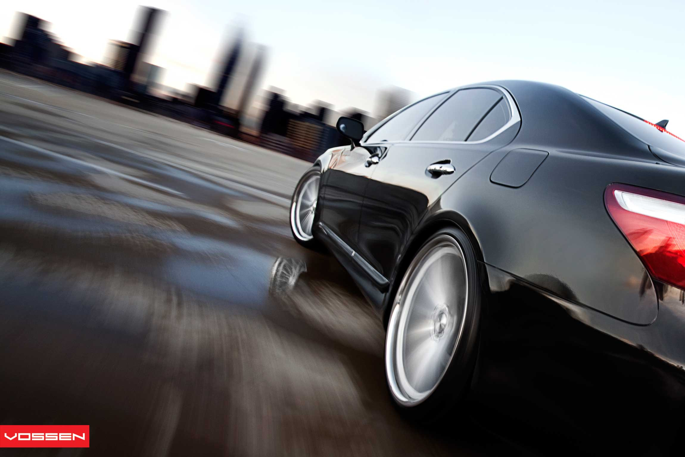 Chrome Vossen Wheels on Custom Black Lexus LS - Photo by Vossen