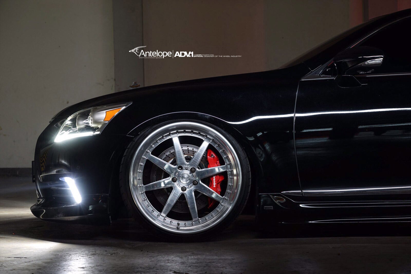 ADV1 Rims with Brembo Brakes on Black Lexus LS - Photo by ADV.1