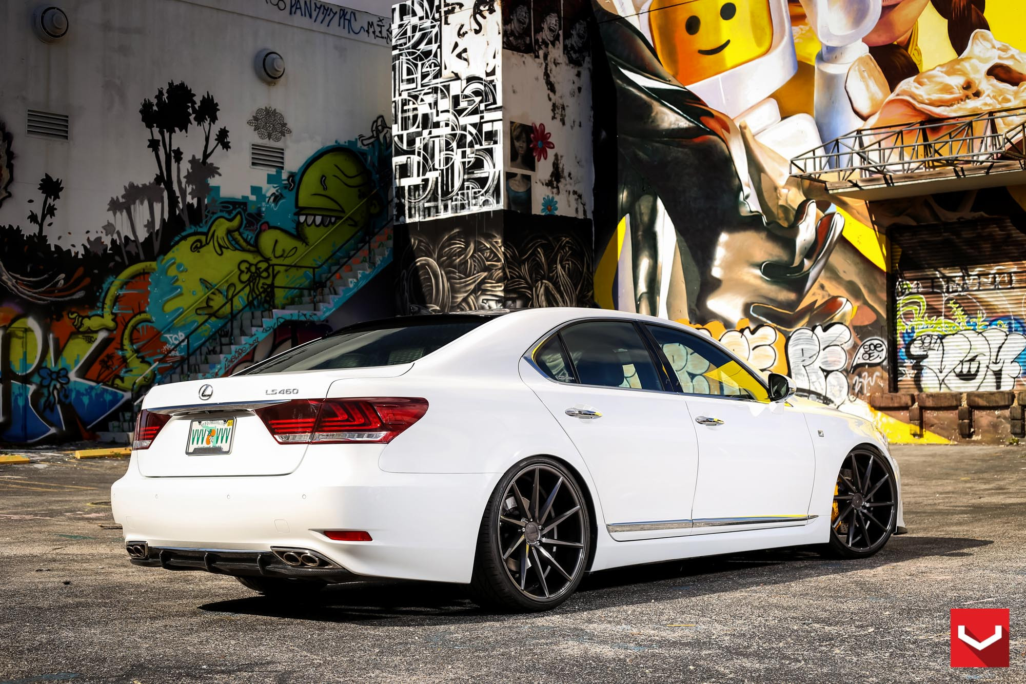 White Lexus LS with Carbon Fiber Rear Diffuser - Photo by Vossen