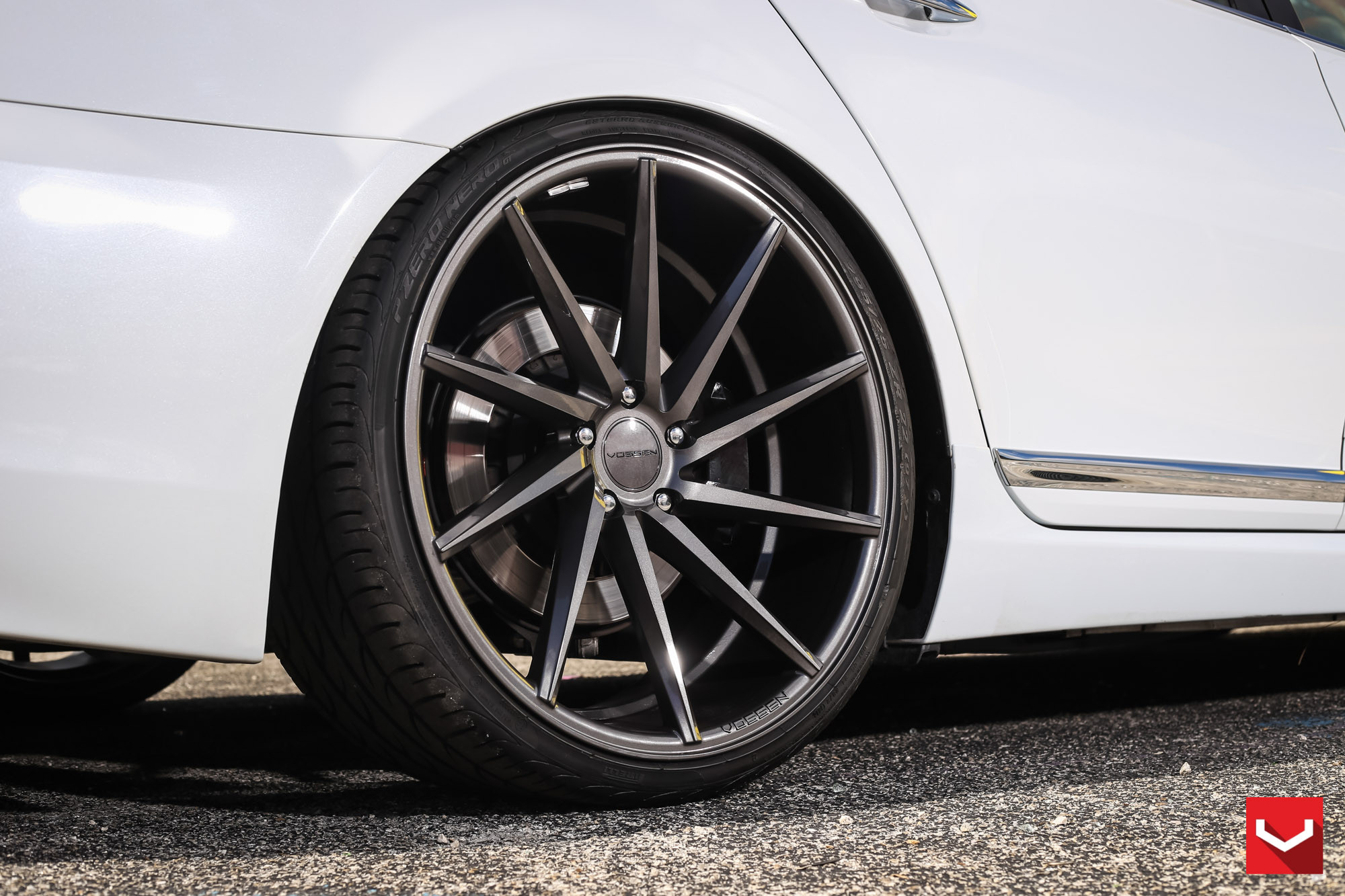 Dark Smoke CVT Vossen Rims on White Lexus LS - Photo by Vossen