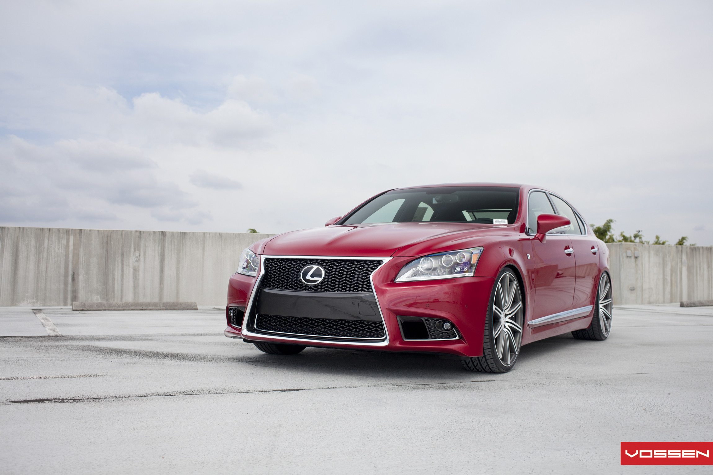 Red Lexus LS with Custom Headlights - Photo by Vossen