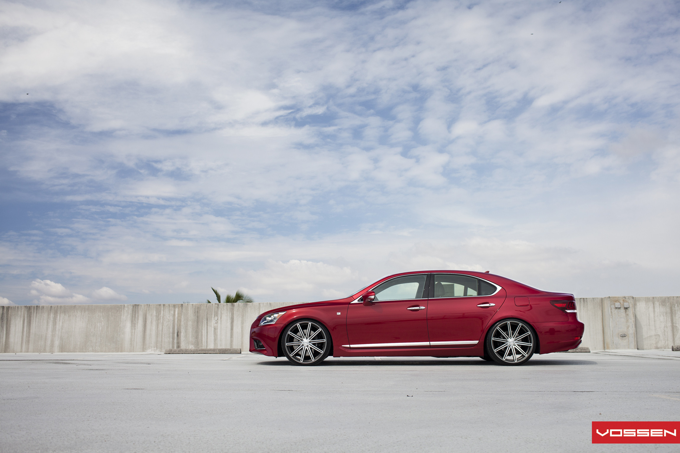 Chrome Bodyside Moldings on Red Lexus LS - Photo by Vossen