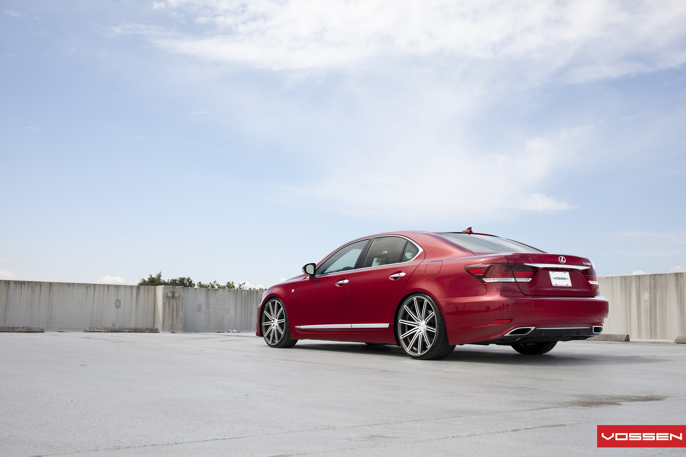 Red Lexus LS with Chrome CV Vossen Wheels - Photo by Vossen