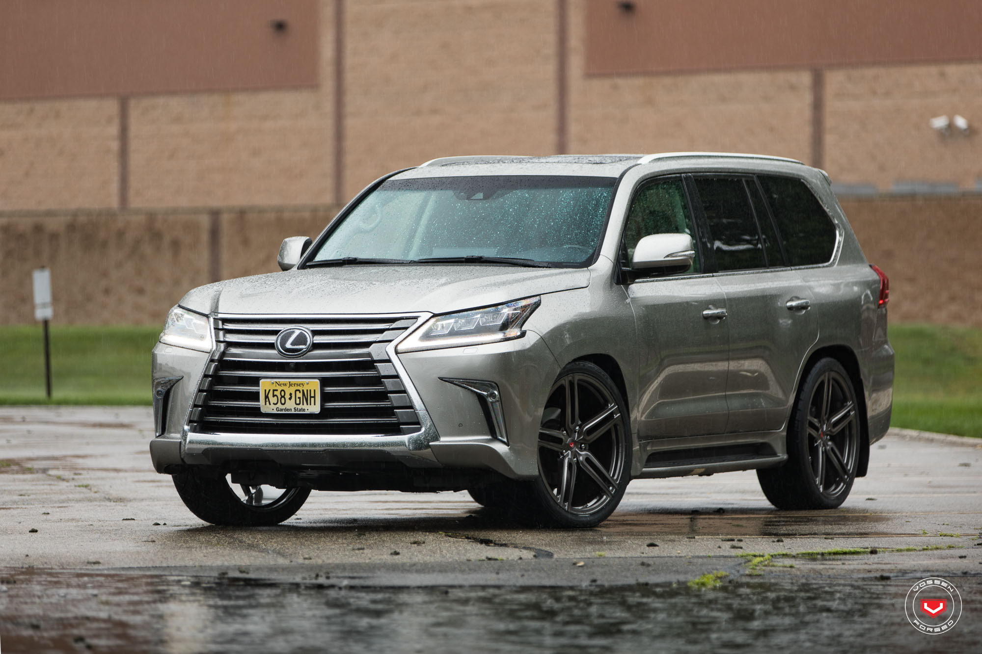 Custom Front Bumper on Gray Lexus LX - Photo by Vossen
