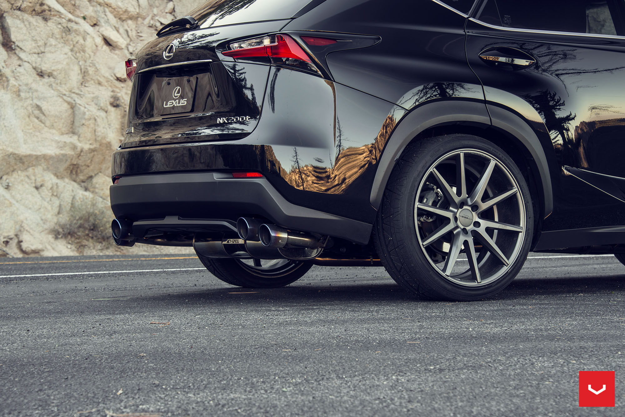Titanium Burned Exhaust Tips on Lexus NX - Photo by Vossen