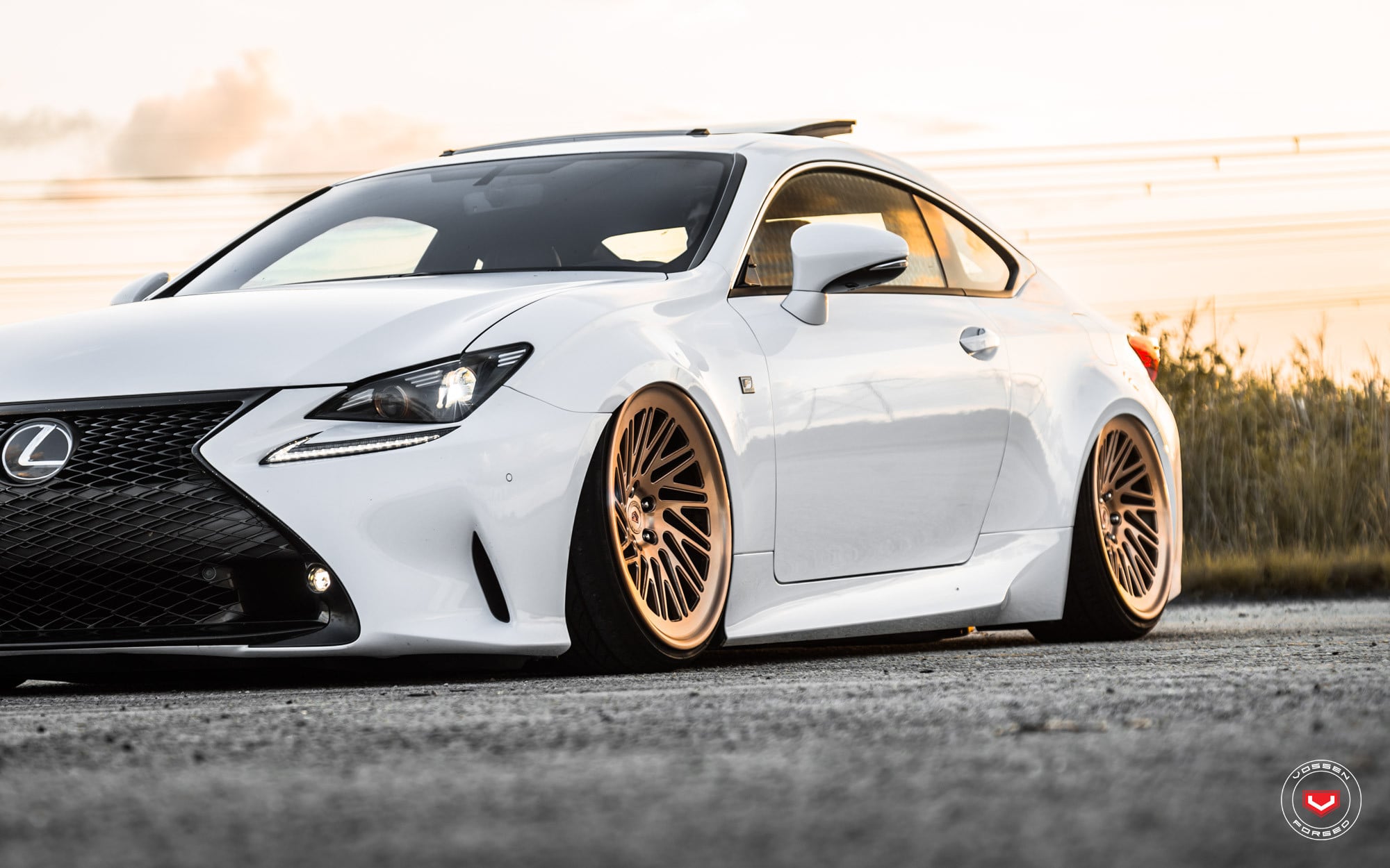 Custom LED Headlights on White Lexus RC - Photo by Vossen