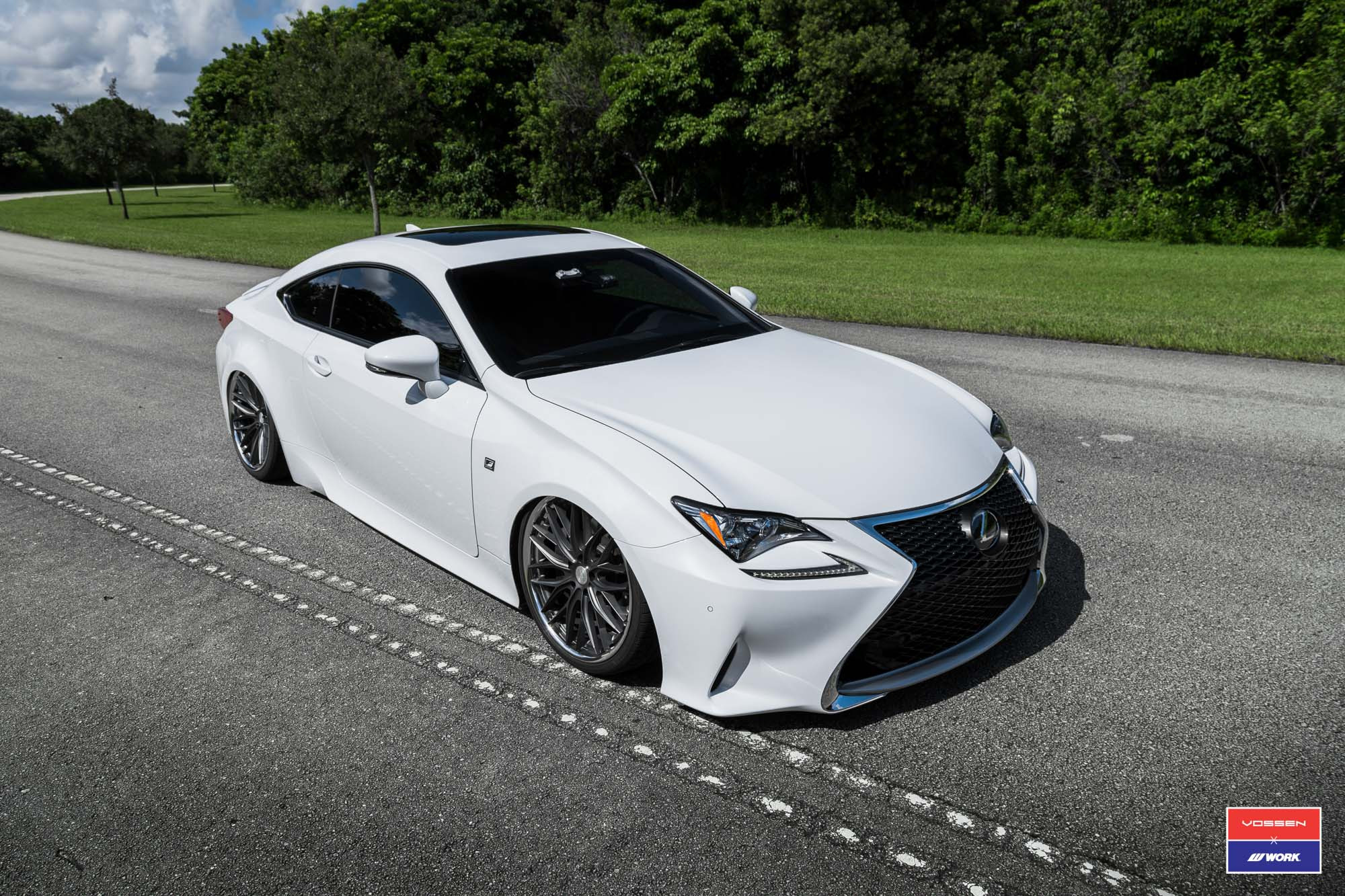 White Stanced Lexus RC with Custom Front Lip - Photo by Vossen