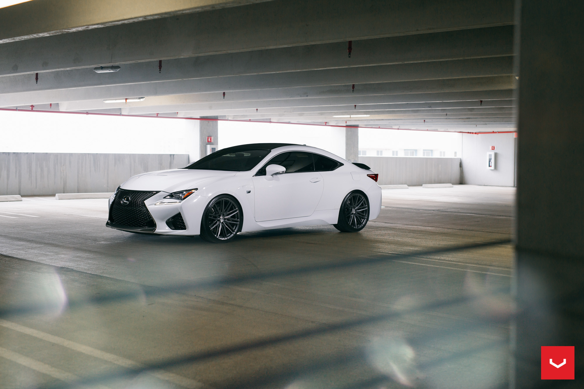 White Lexus RC with LED Headlights - Photo by Vossen