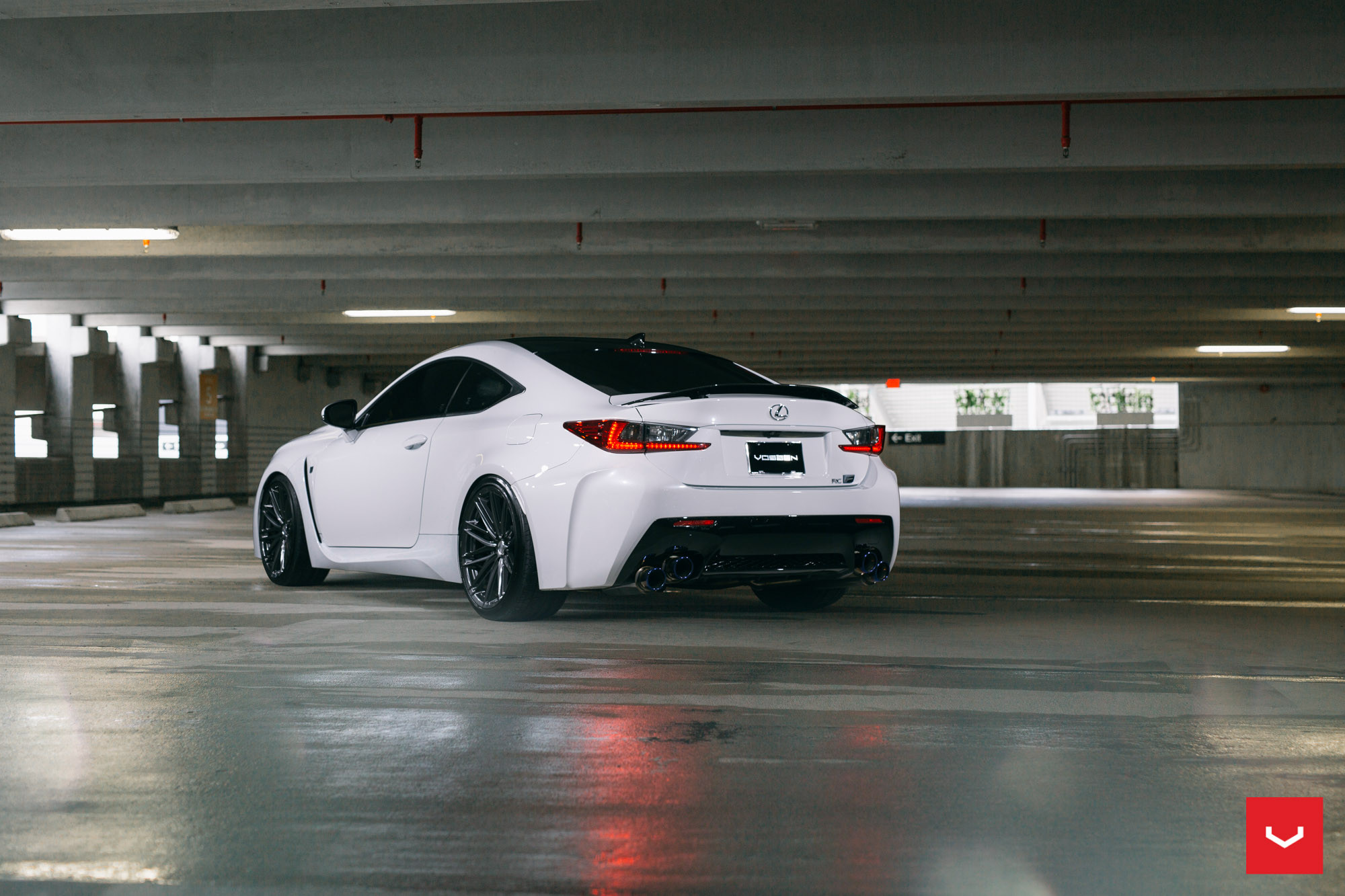 Black Rear Spoiler on White Lexus RC - Photo by Vossen