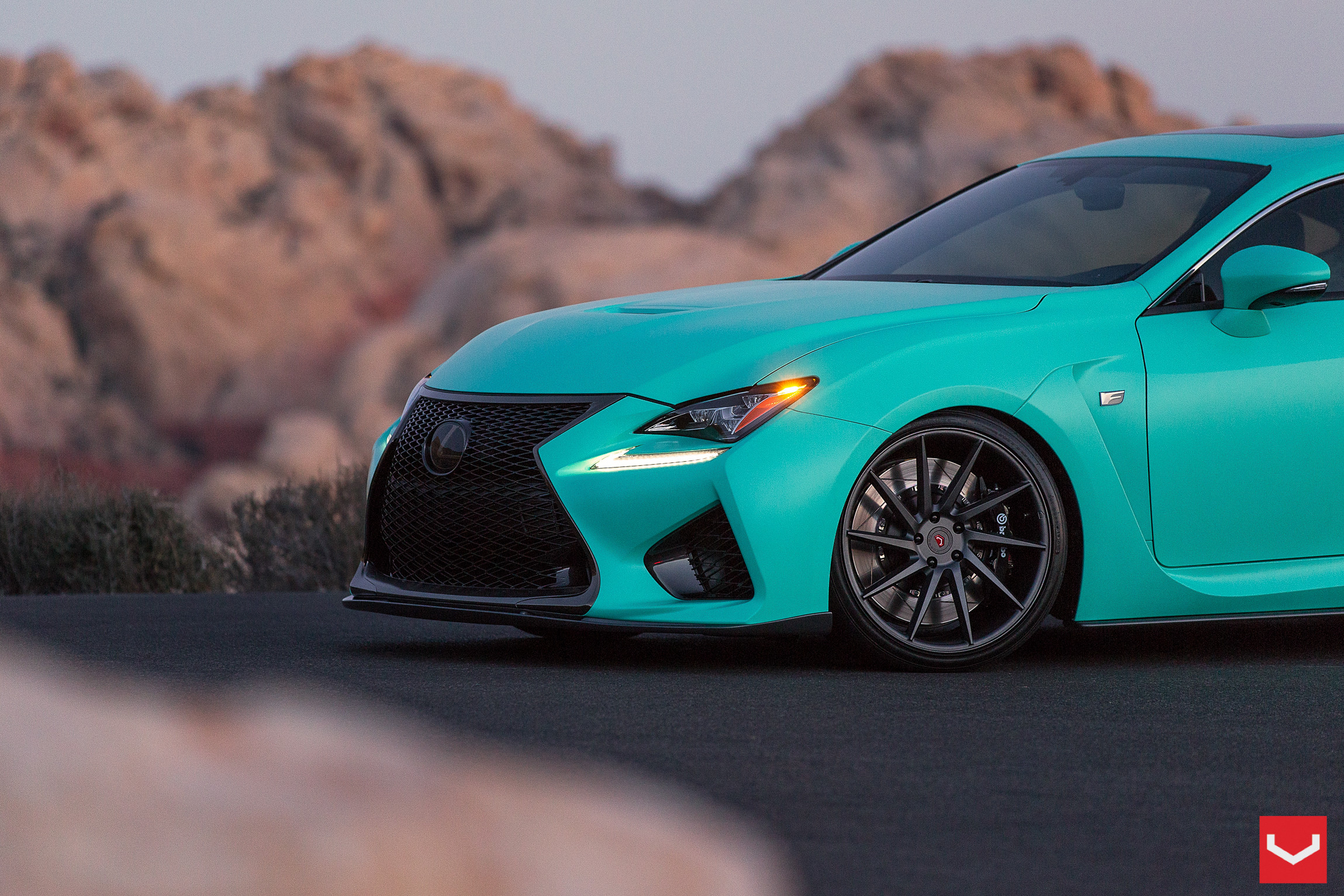 Dark Smoke VPS Vossen Rims on Mint Lexus RC - Photo by Vossen