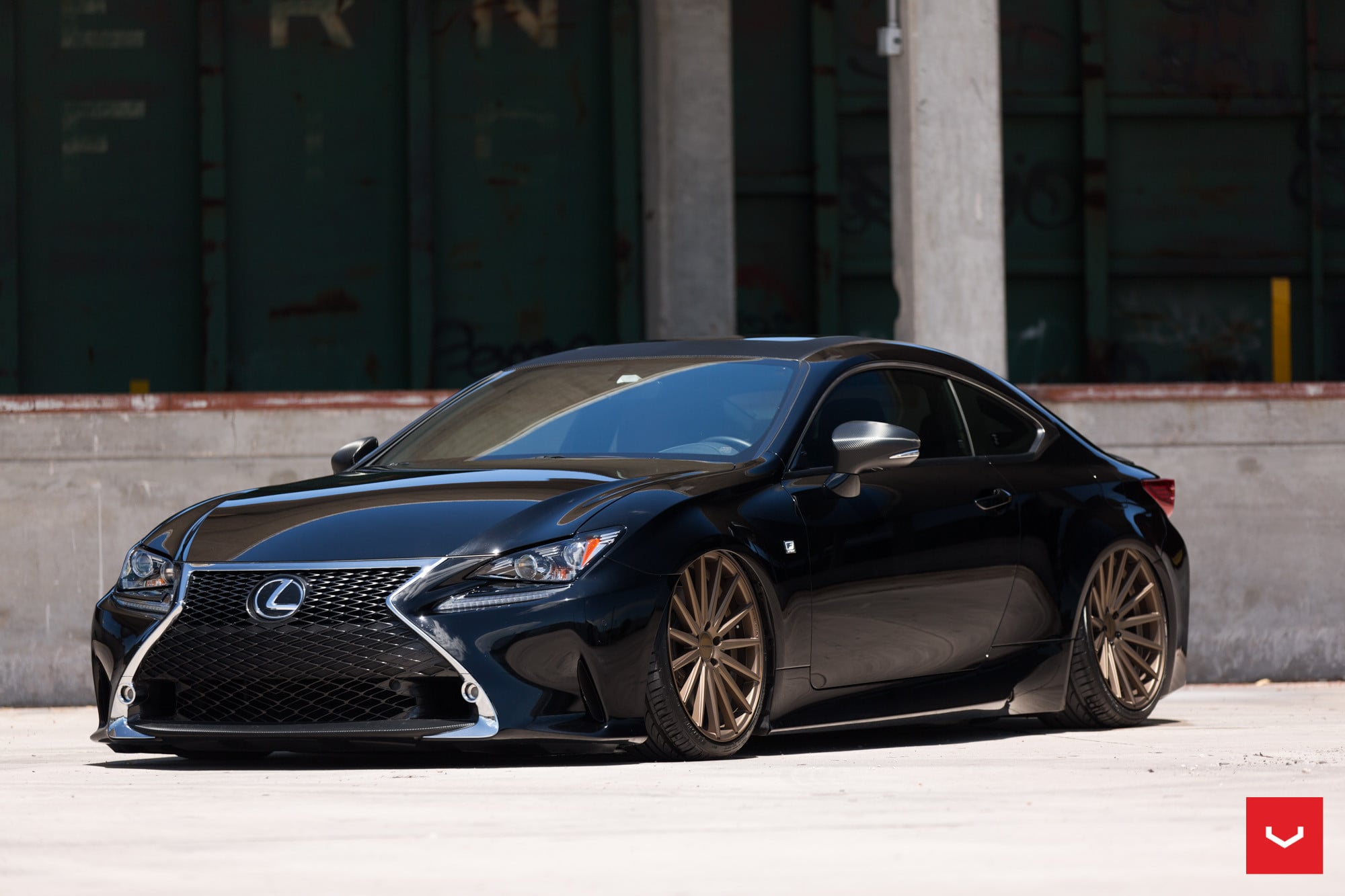 Lowered Black Lexus RC with Custom Grille - Photo by Vossen