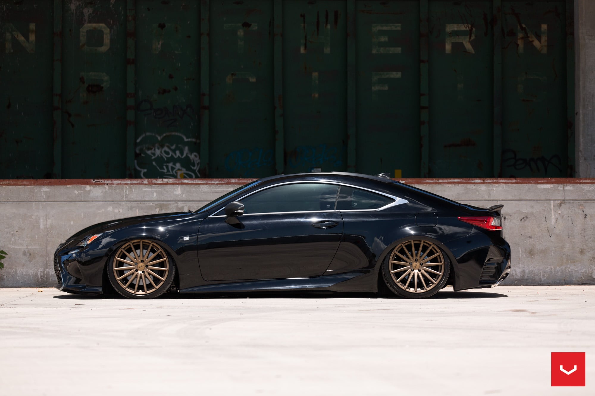 Custom Side Skirts on Black Lexus RC - Photo by Vossen