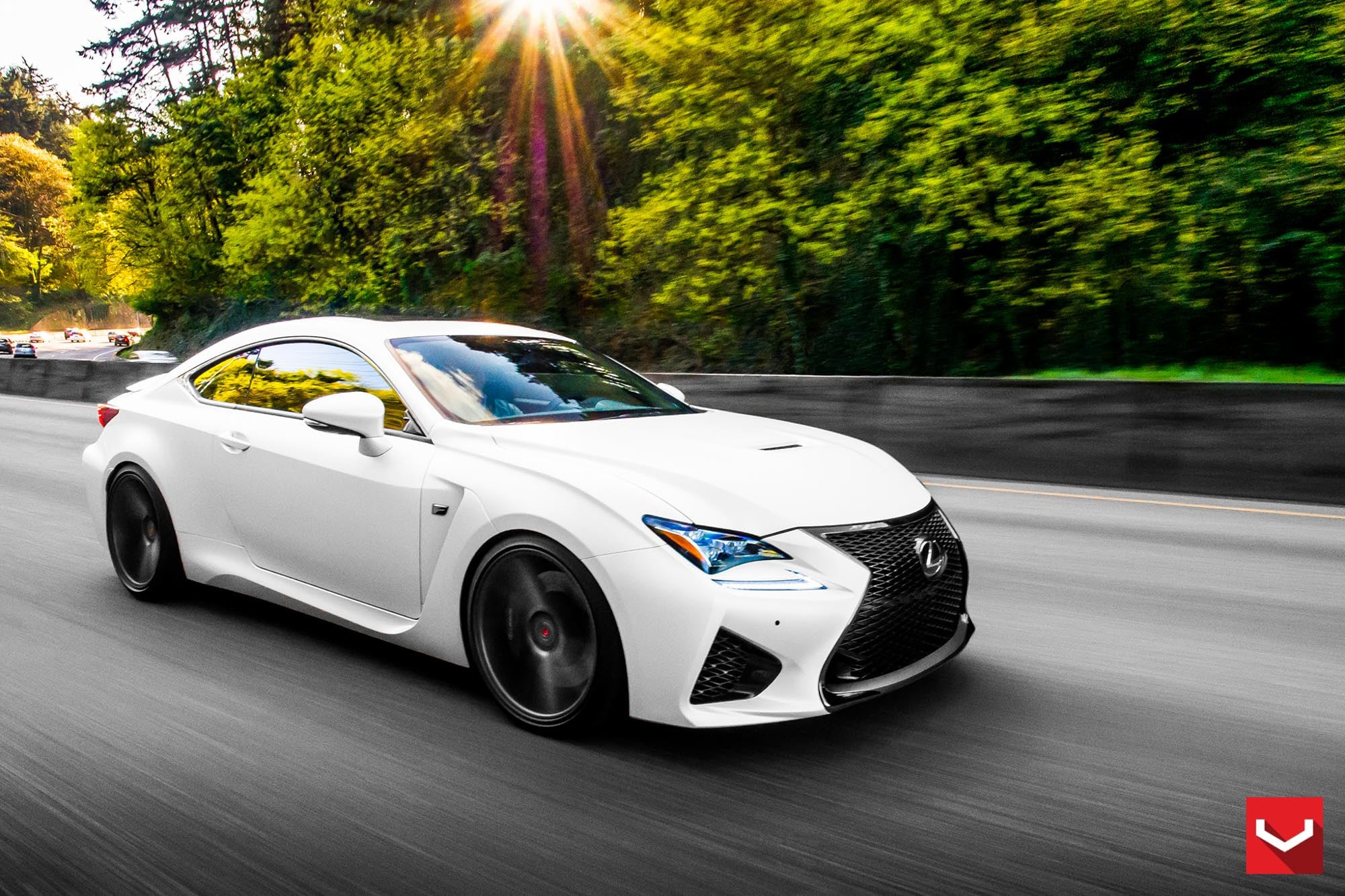 White Lexus RC with Black Custom Grille - Photo by Vossen