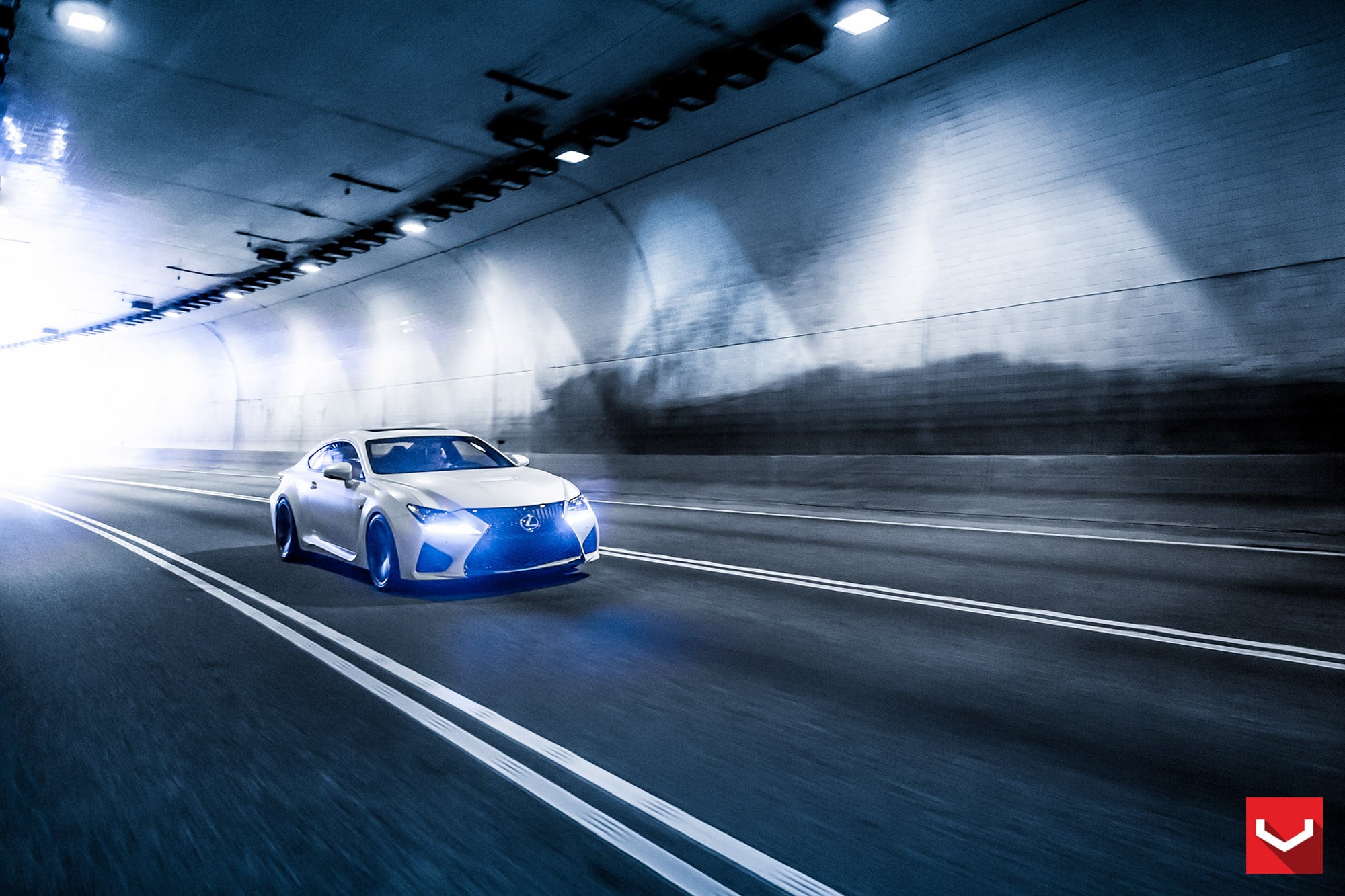 Custom LED Headlights on White Lexus RC - Photo by Vossen