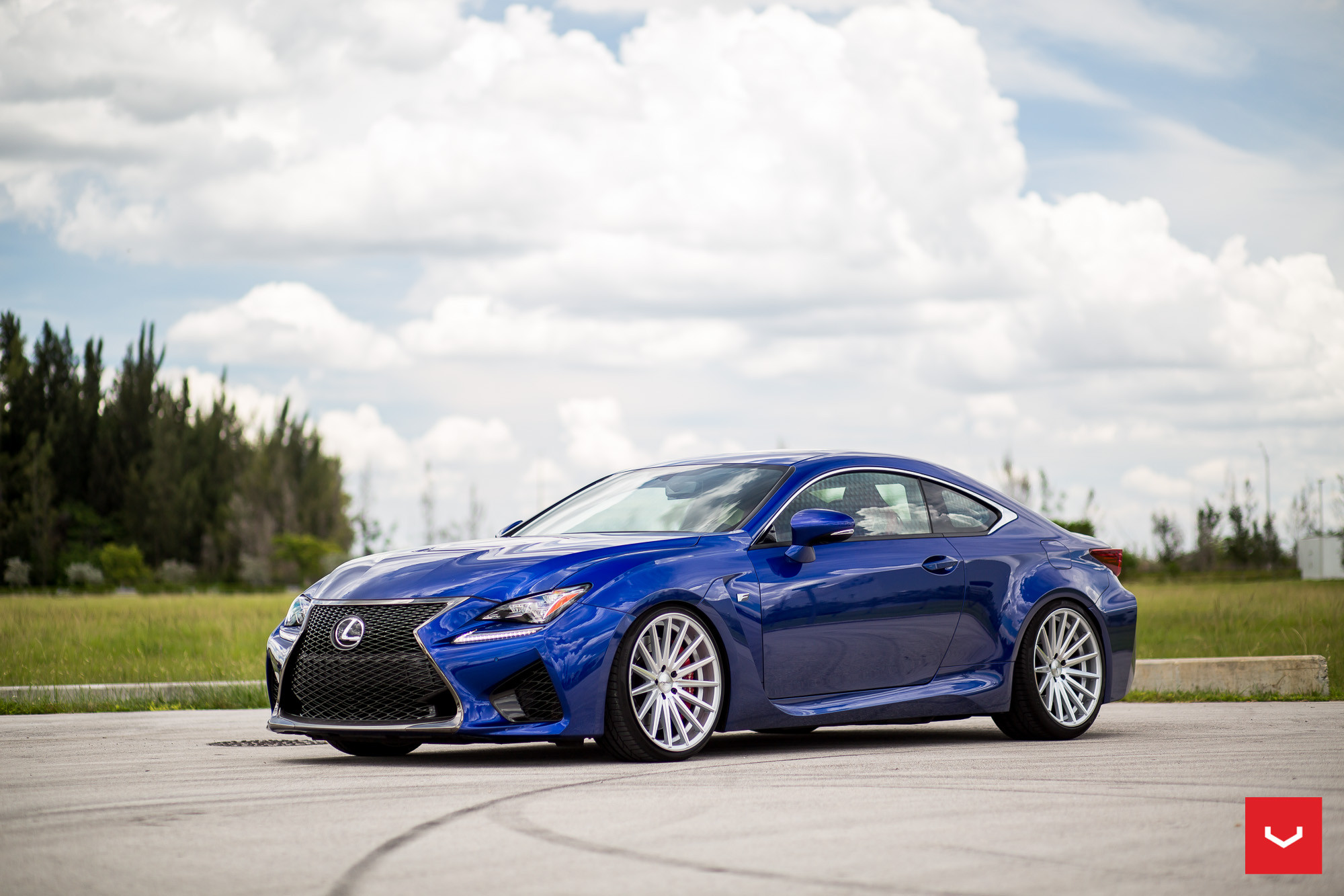 Aftermarket Side Skirts on Blue Lexus RC - Photo by Vossen