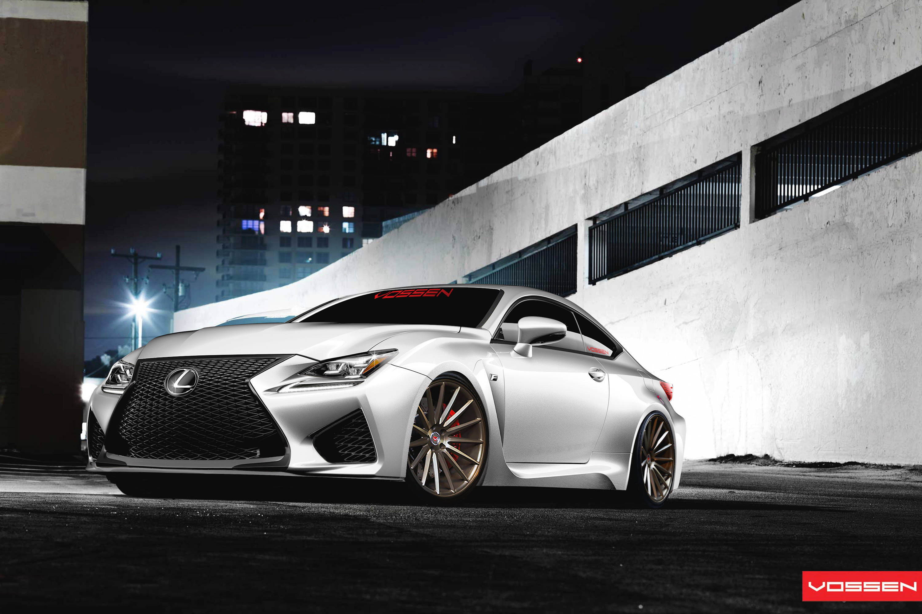 Custom White Lexus RC with Aftermarket LED Headlights - Photo by Vossen