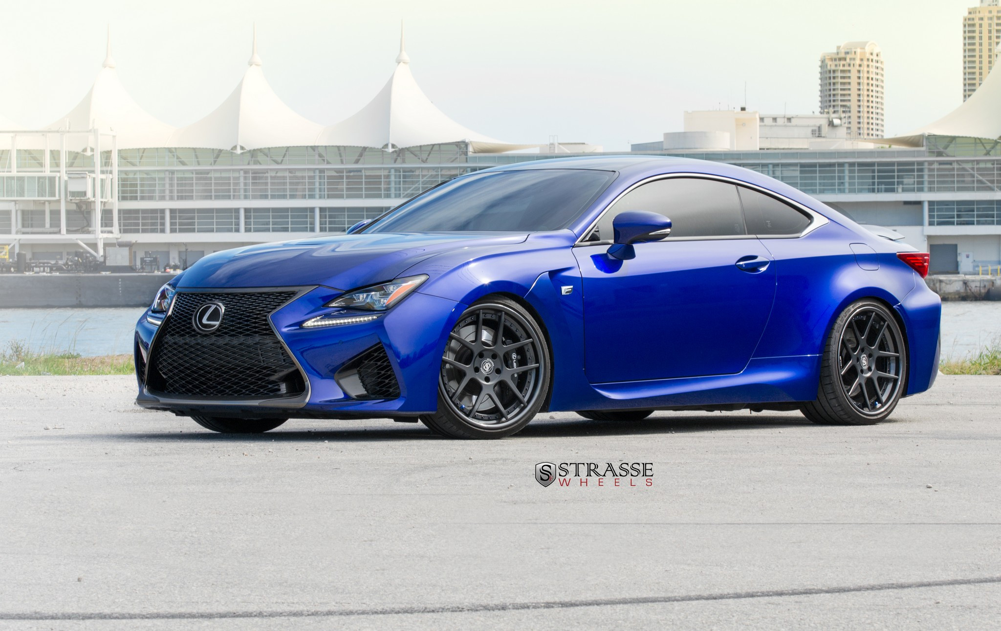 Custom Blue Lexus RC F Side Skirts - Photo by Strasse Forged