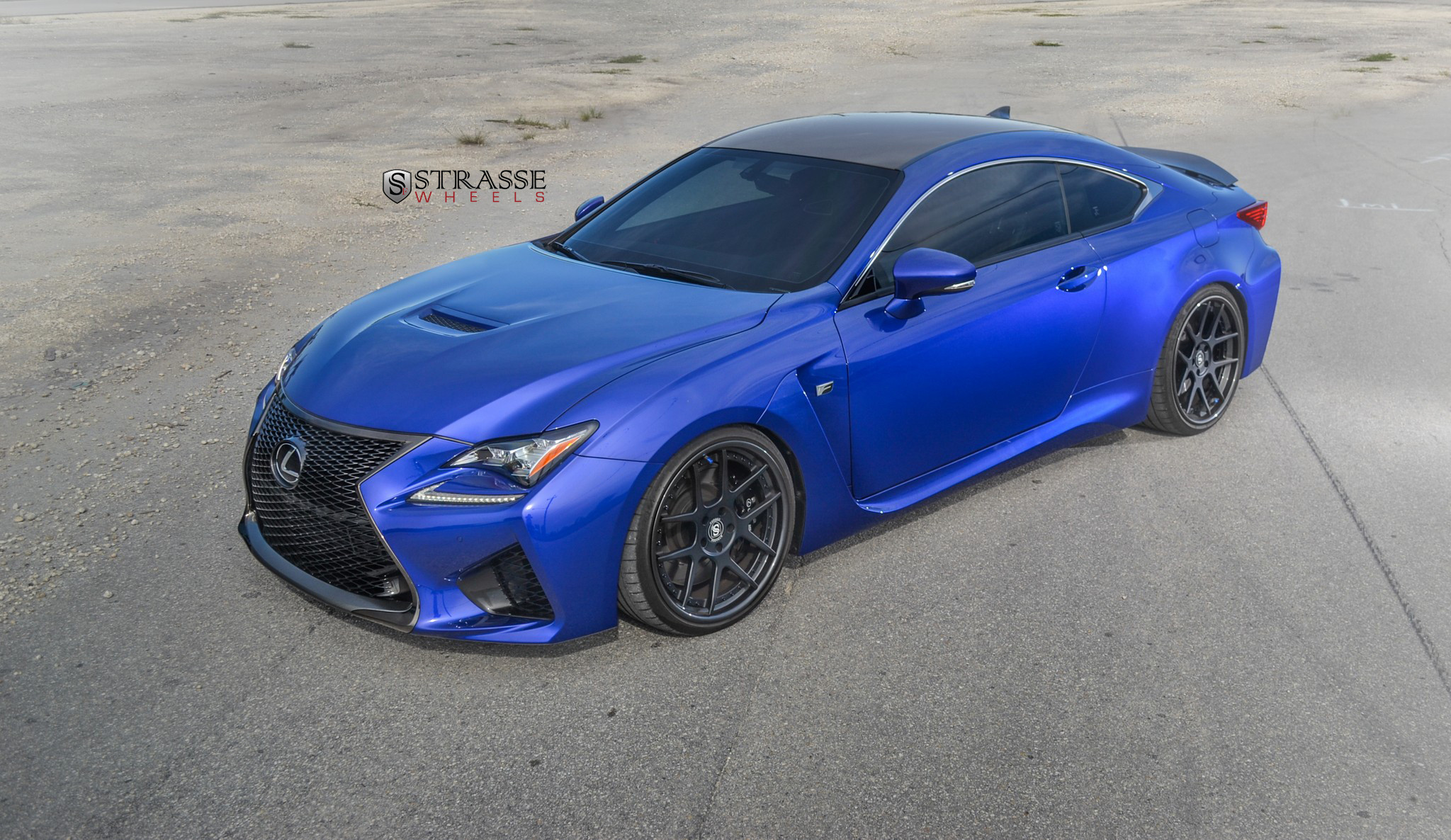 Aftermarket Vented Hood on Blue Lexus RC - Photo by Strasse Forged