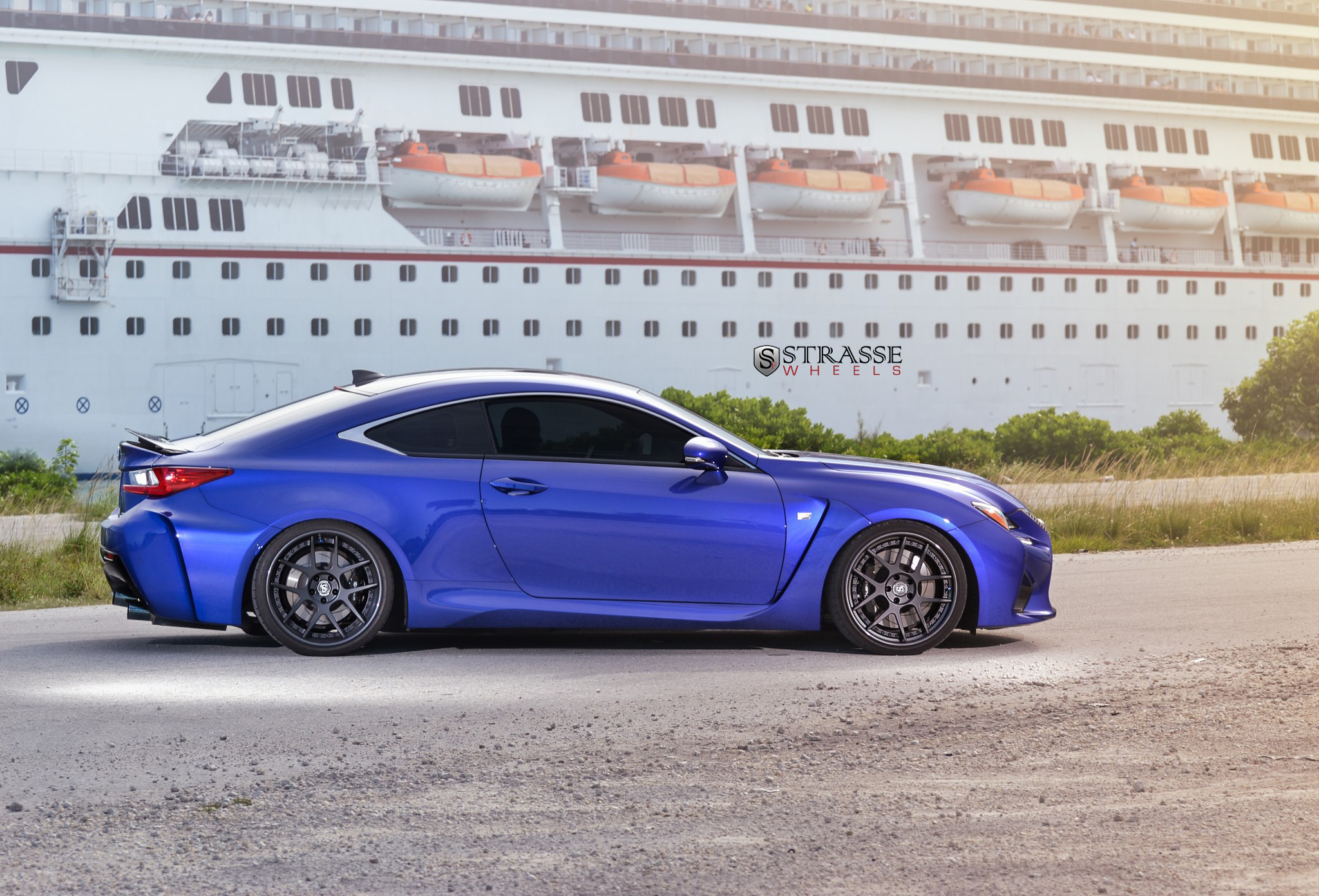 20 Inch Strasse Rims on Blue Lexus RC - Photo by Strasse Forged
