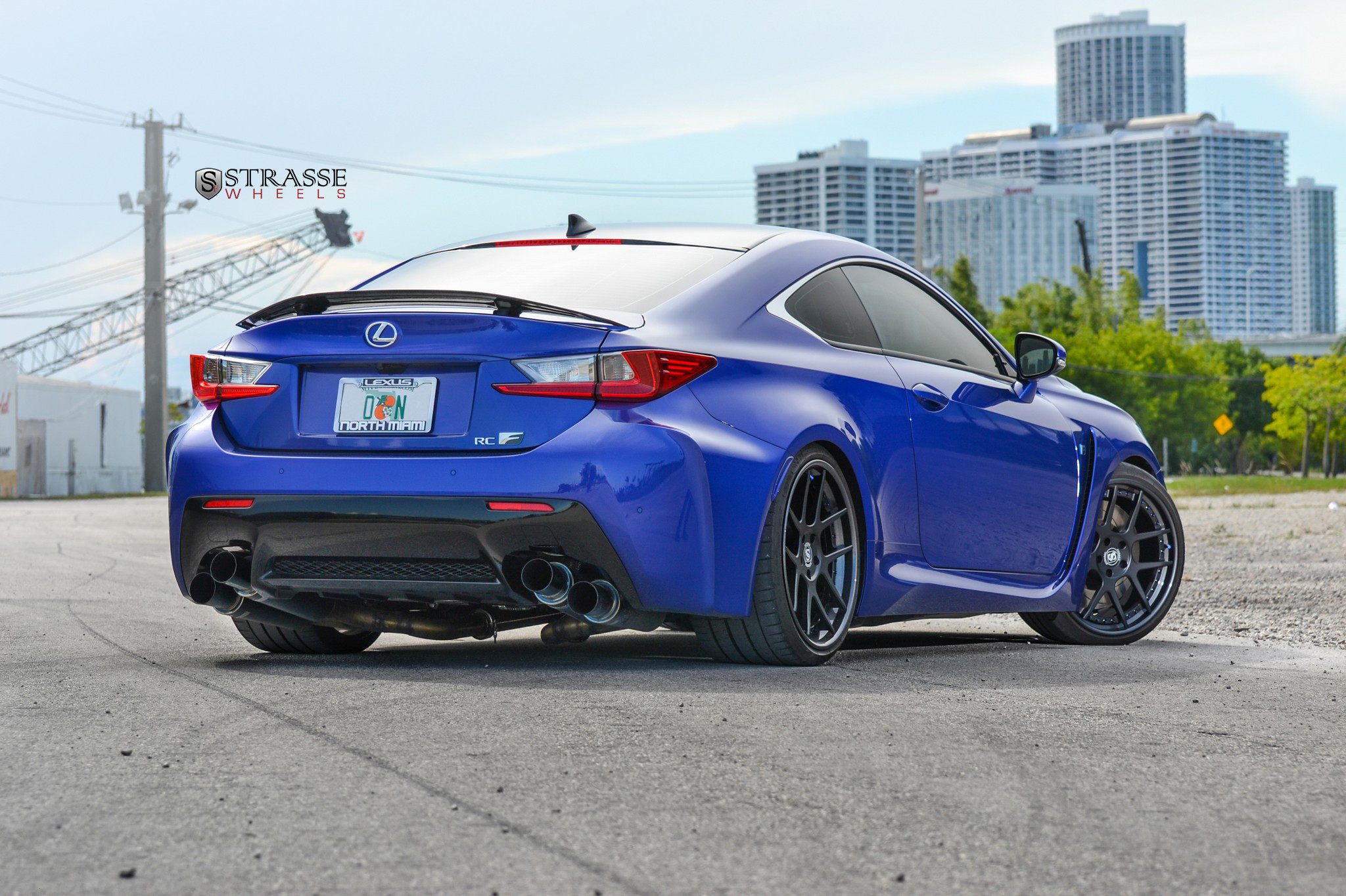 Custom Style Rear Spoiler on Blue Lexus RC - Photo by Strasse Forged