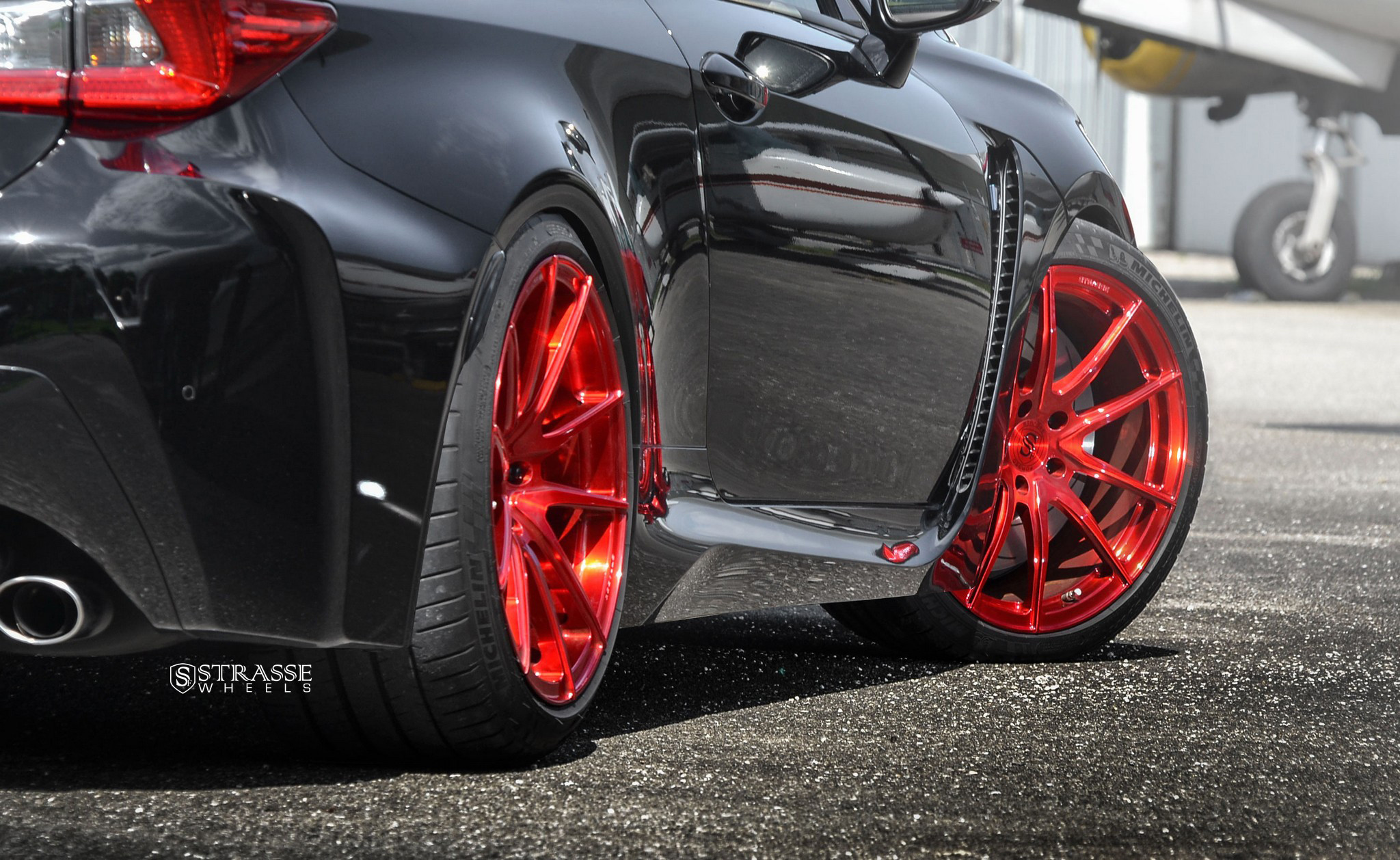 Michelin Tires on Custom Black Lexus RC F - Photo by Strasse Forged