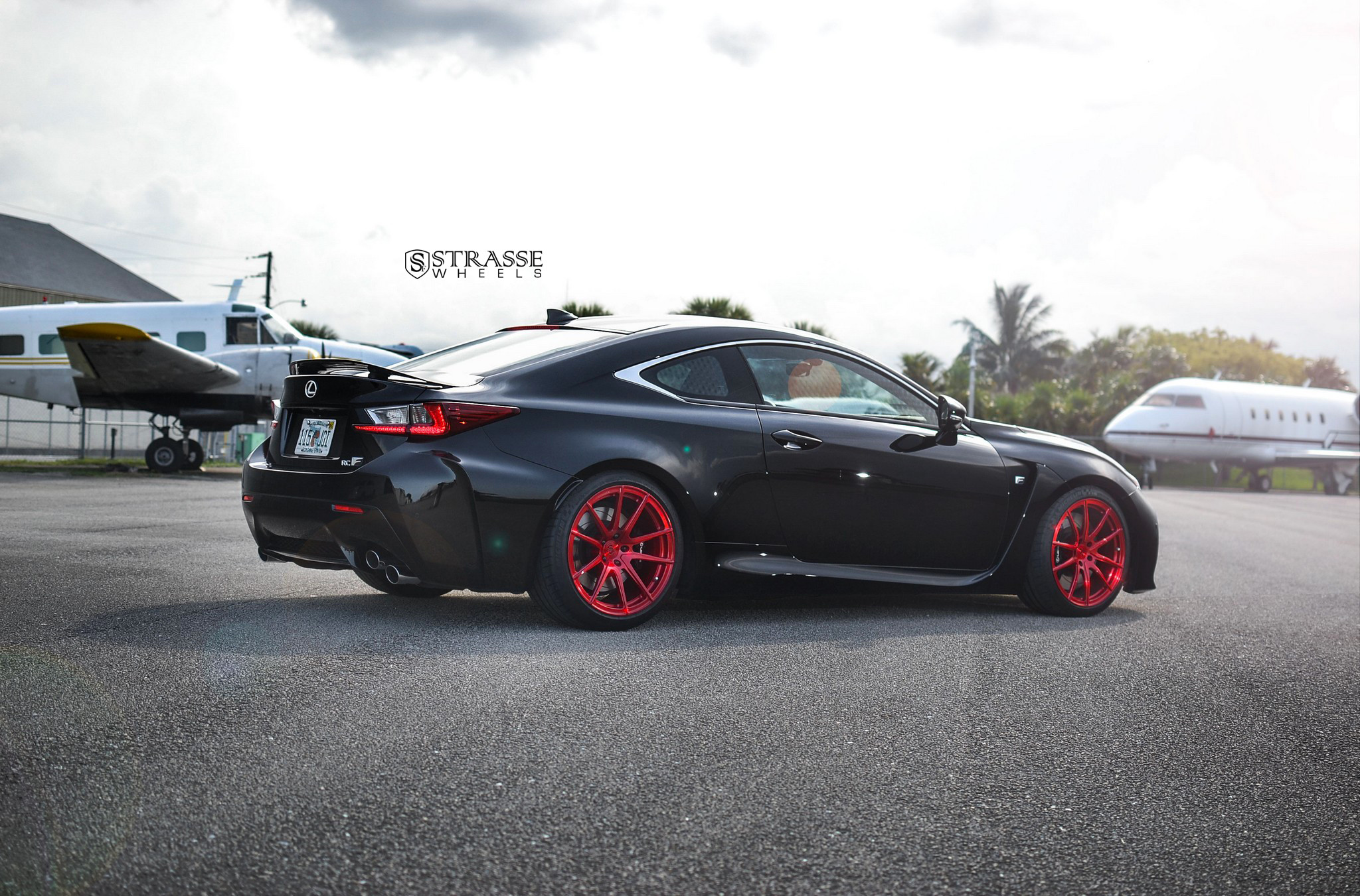 Black Lexus RC with Brushed Red Strasse Wheels - Photo by Strasse Forged