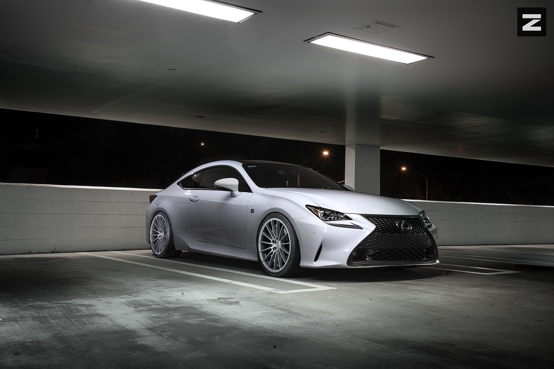 White Lexus RC with Custom Projector Headlights - Photo by Zito Wheels