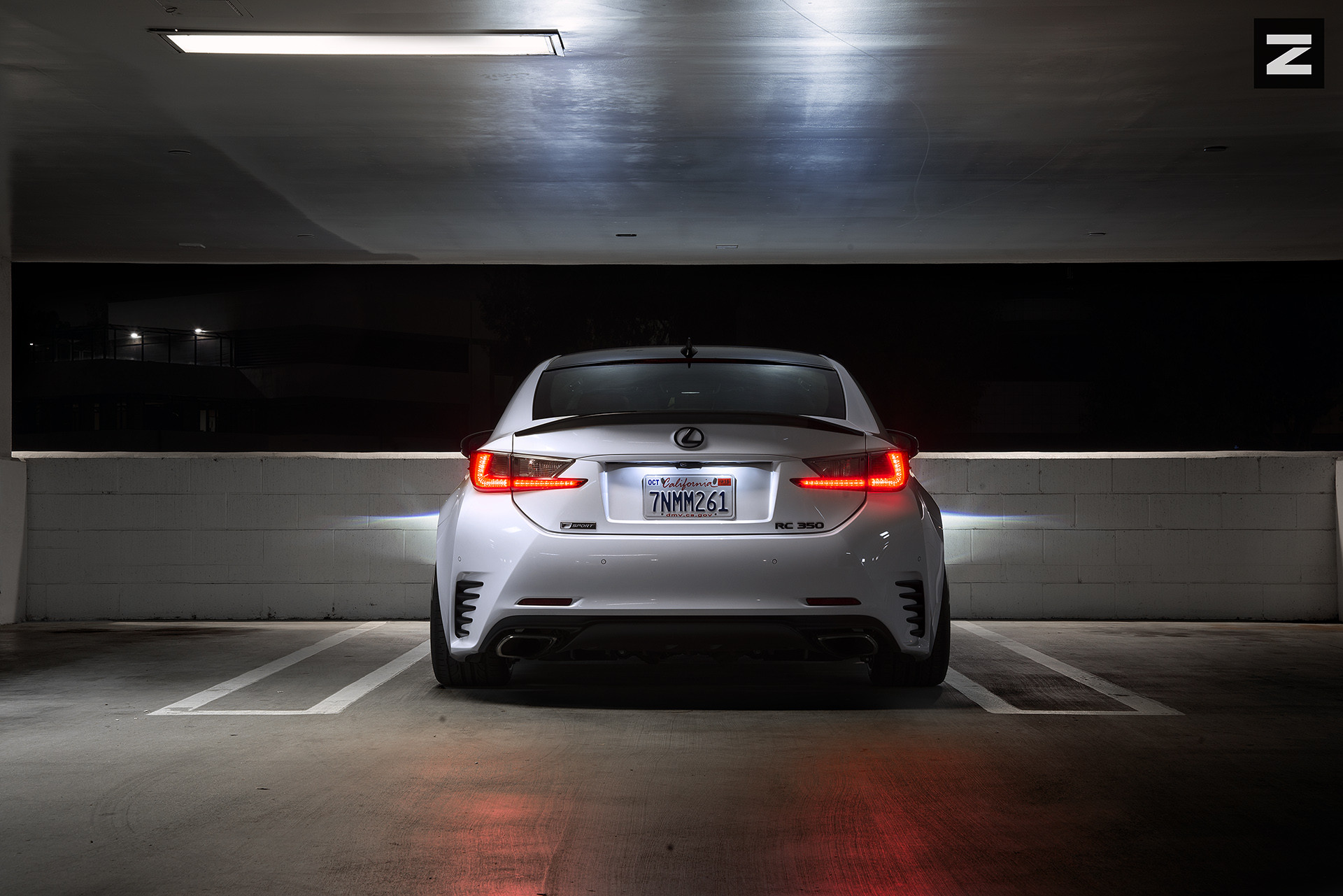 White Lexus RC with Red LED Taillights - Photo by Zito Wheels