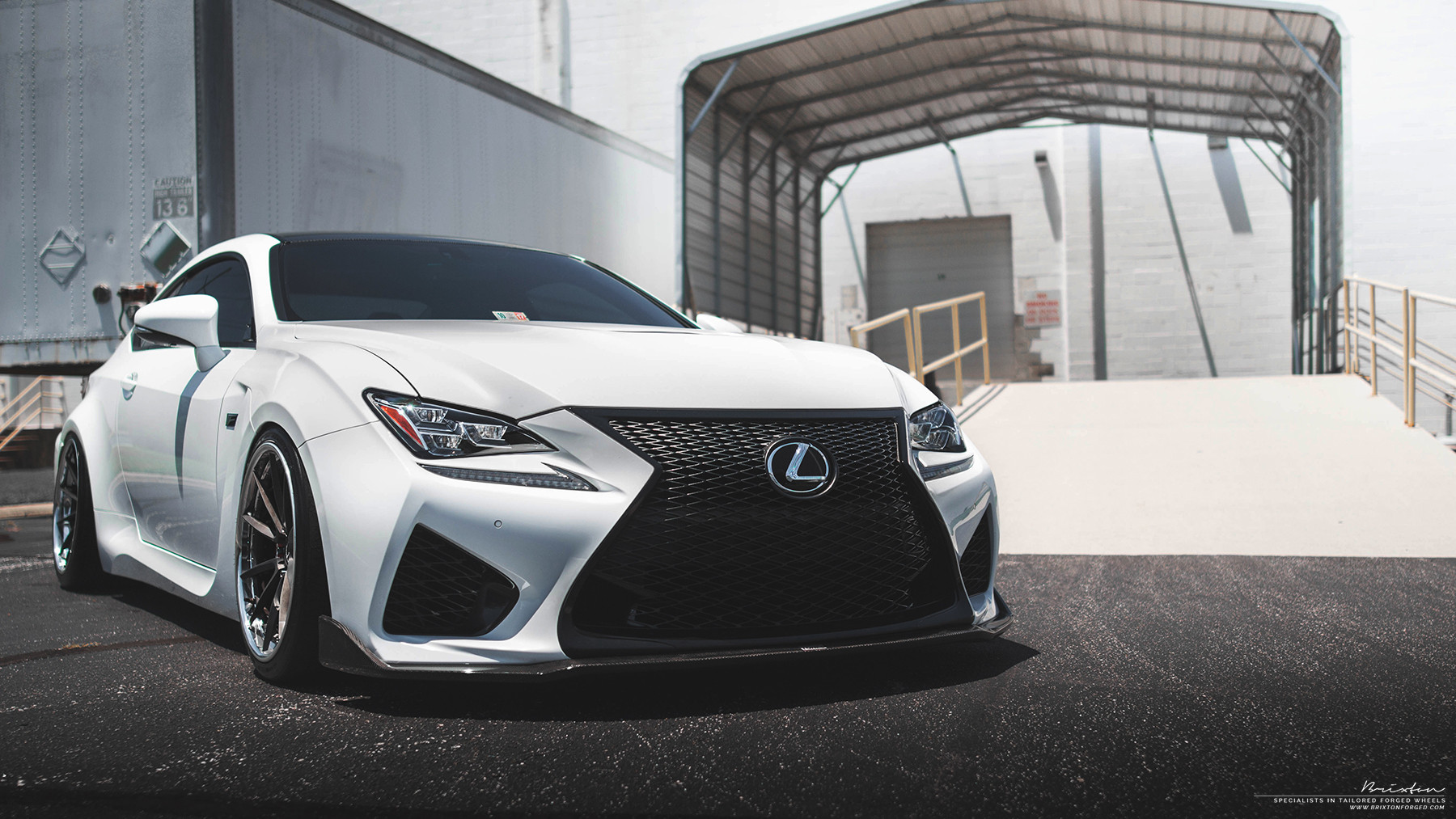 Carbon Fiber Front Lip on White Lexus RC - Photo by Brixton Forged Wheels