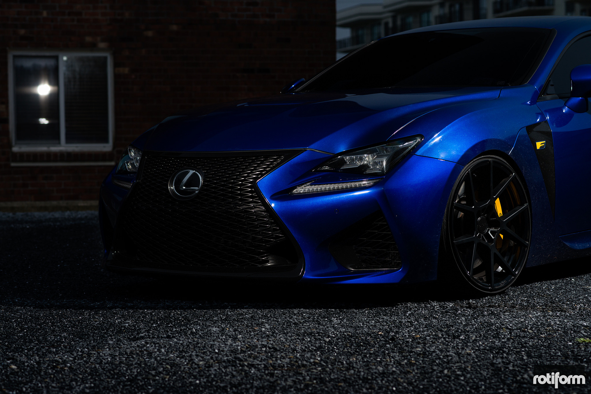 Dark Blue Lexus RC-F Yellow Brake Calipers - Photo by Rotiform
