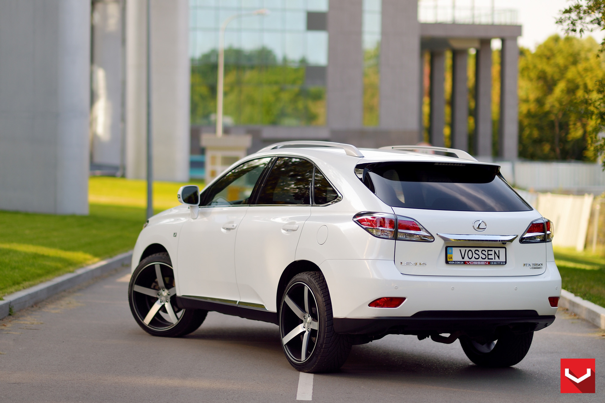 White Lexus RX with Roofline Spoiler - Photo by Vossen