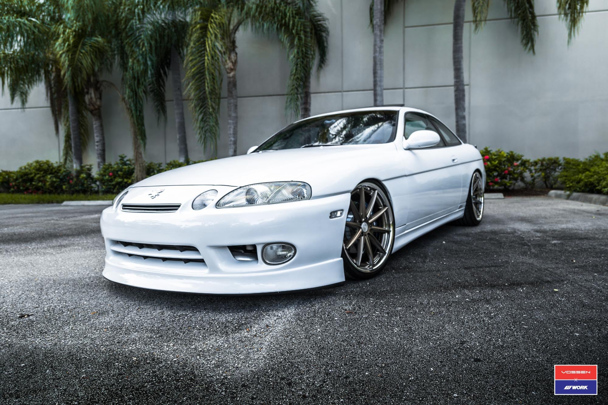 White Lexus SC with Custom Front Bumper - Photo by Vossen