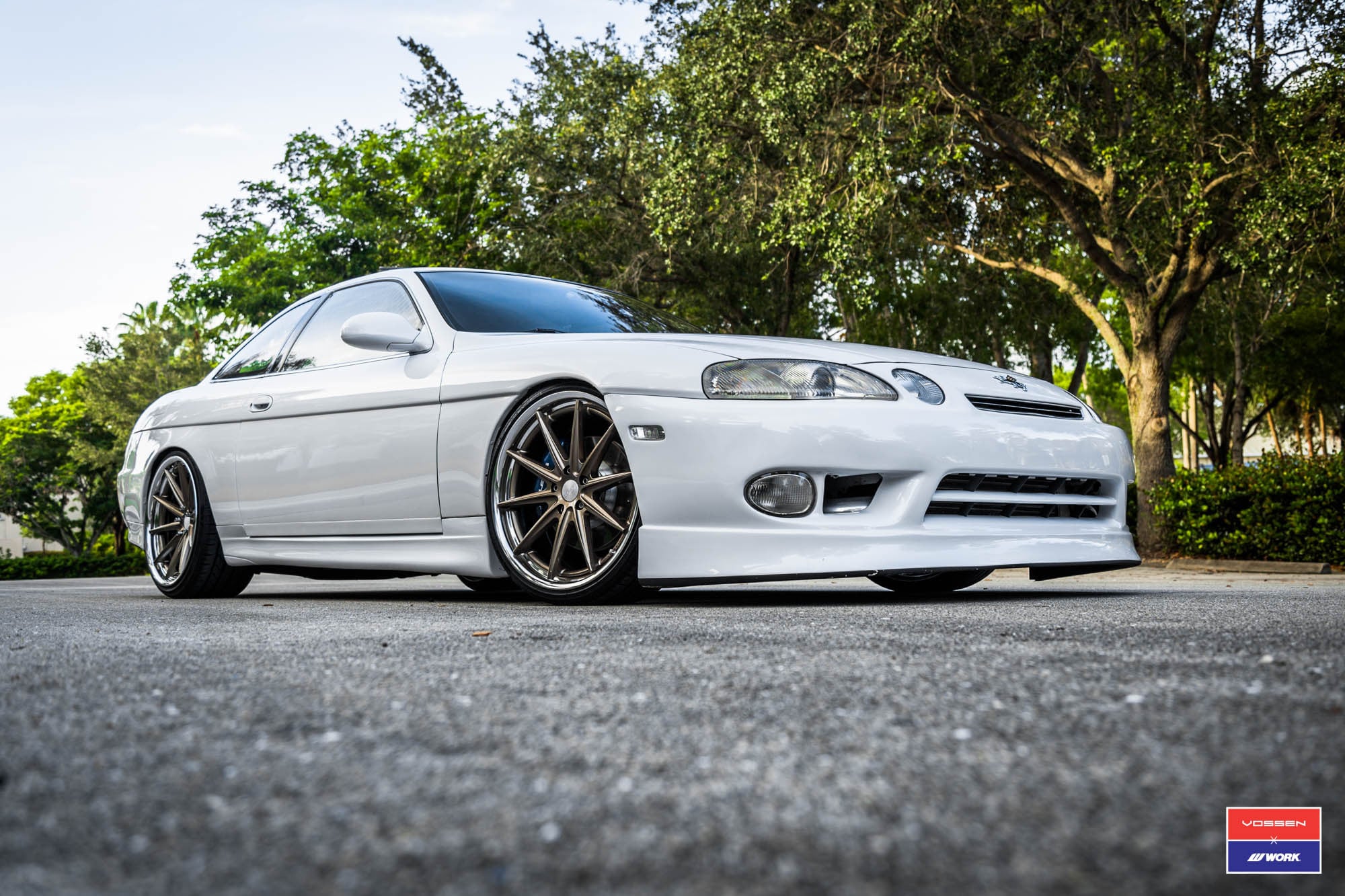 Aftermarket Side Skirts on White Lexus SC - Photo by Vossen