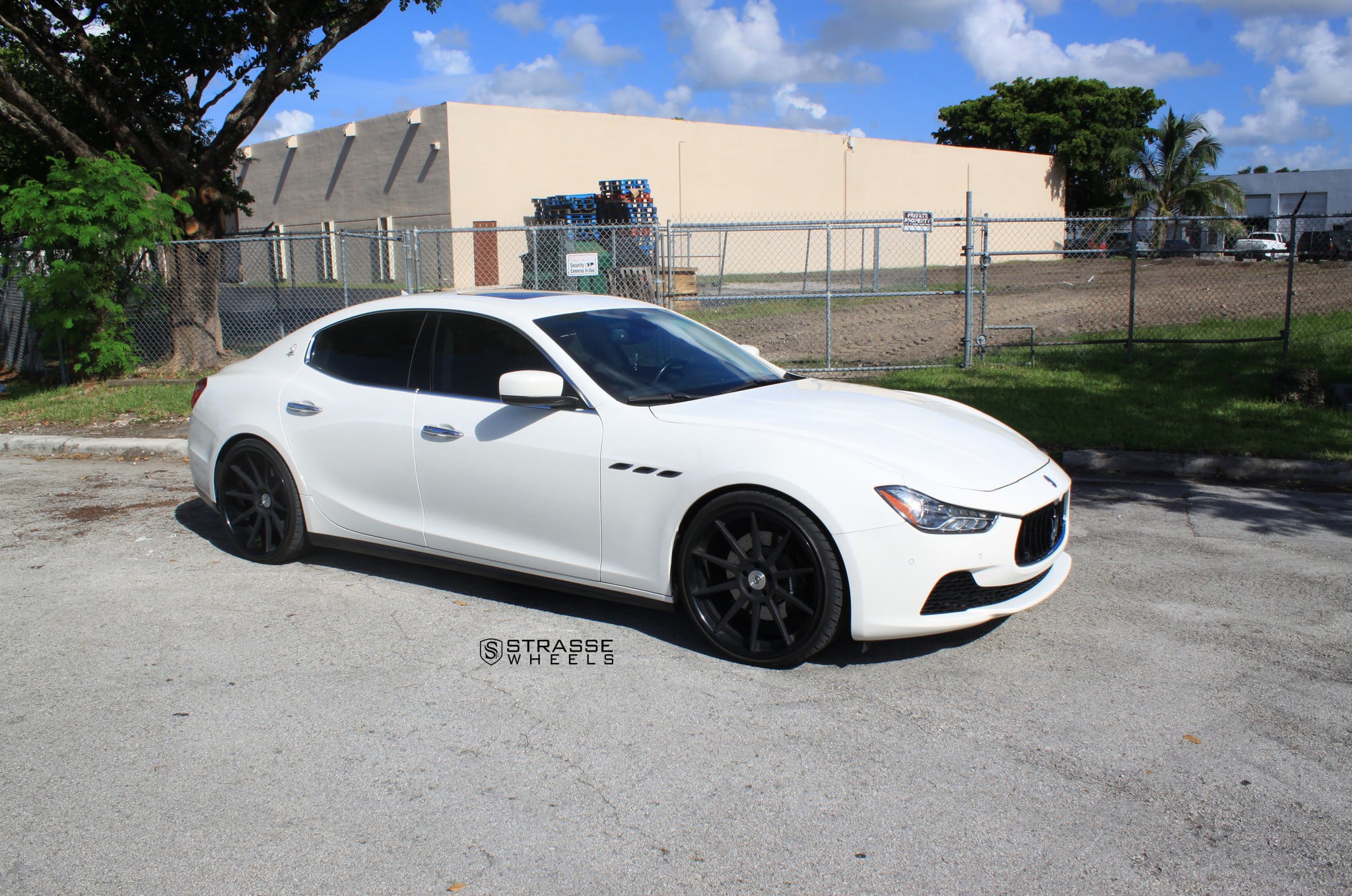 Custom Front Bumper on White Maserati Ghibli - Photo by Strasse Forged