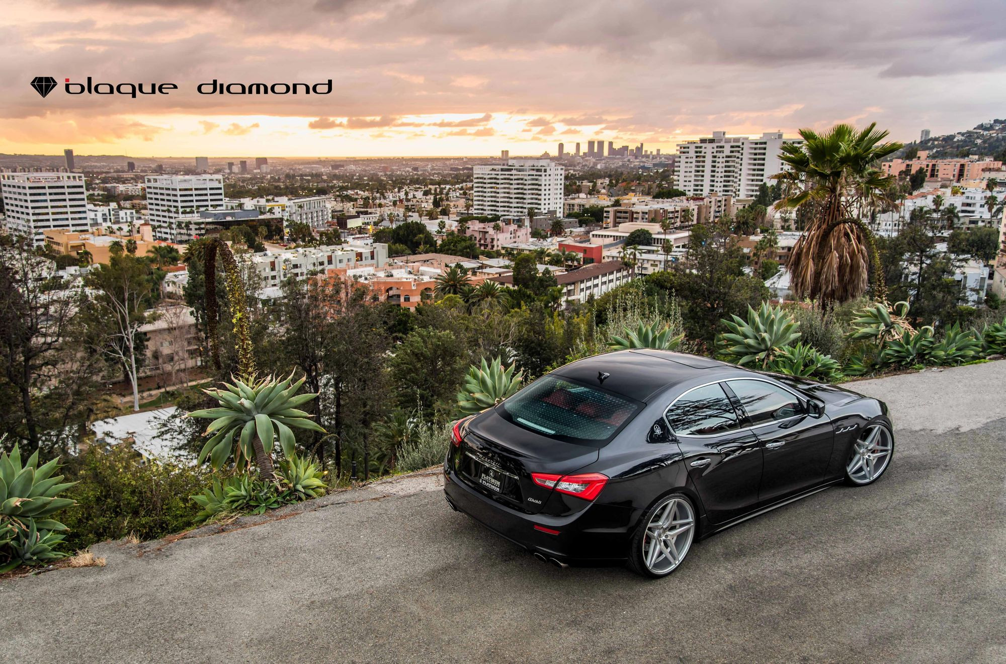 Black Meserati Ghibli with Chrome Blaque Diamond Wheels - Photo by Blaque Diamond
