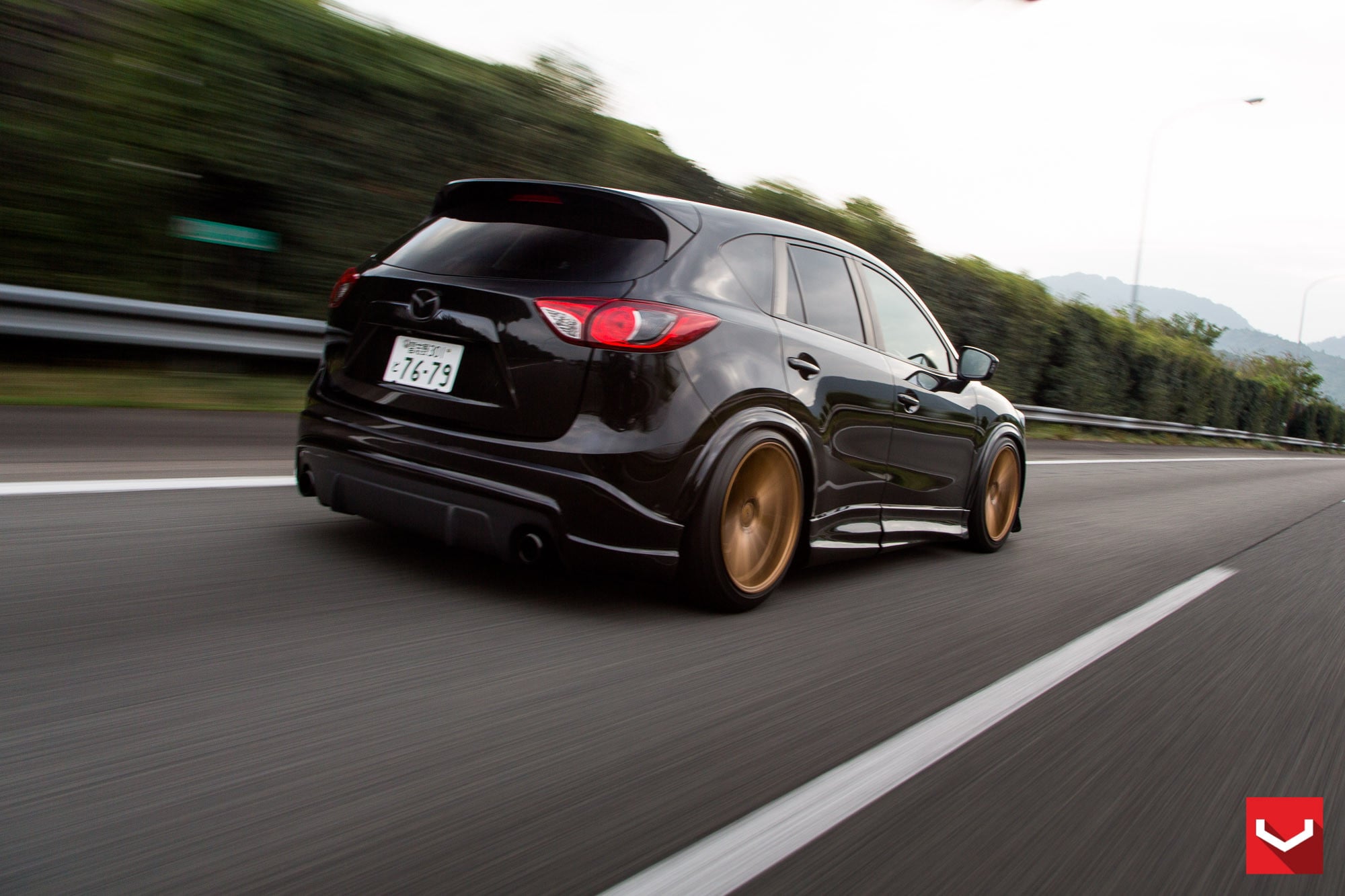 Roofline Spoiler with Light on Black Mazda CX-5 - Photo by Vossen
