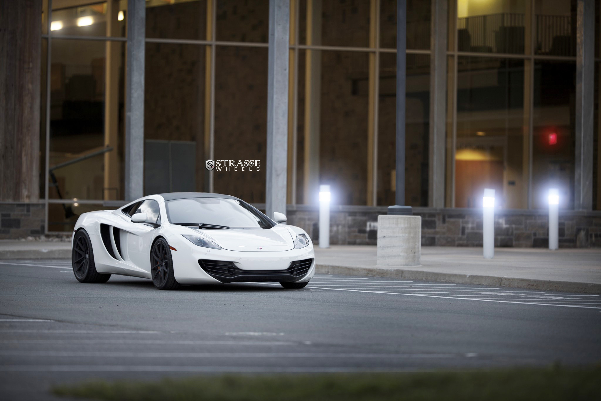 Custom White Mclaren 12C Side Scoops - Photo by Strasse Forged