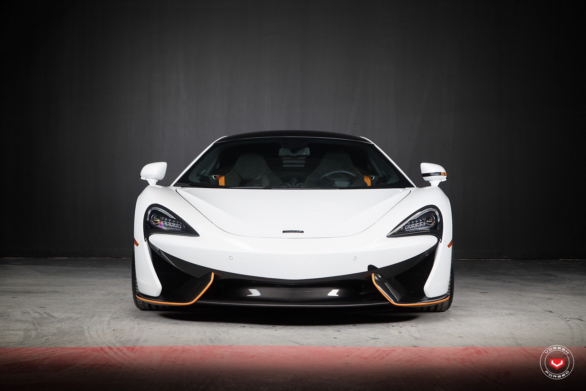 White McLaren 570S with Dark Smoke LED Headlights - Photo by Vossen
