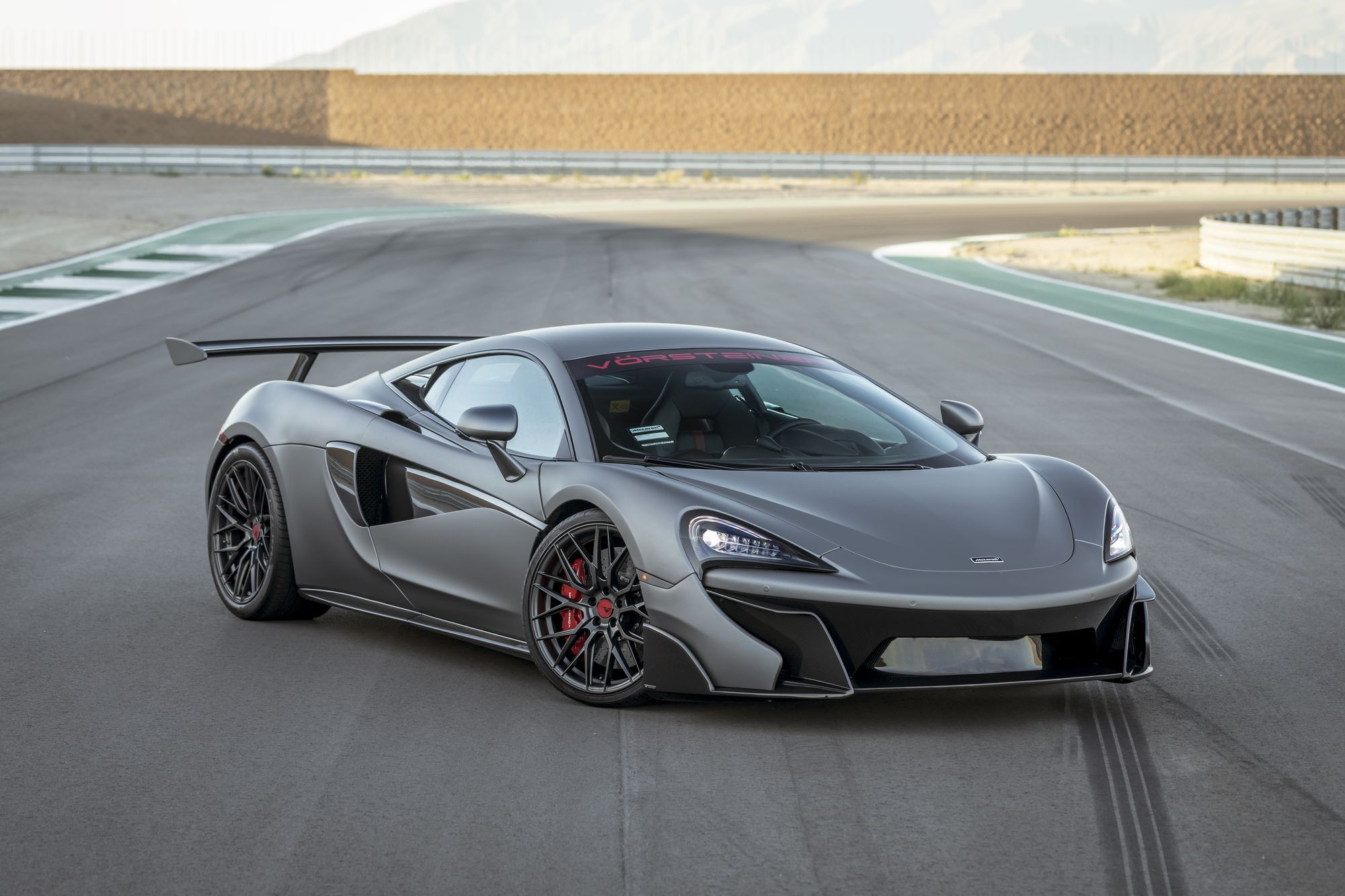 Dark Smoke LED Headlights on Gray McLaren 570S - Photo by Vorstiner