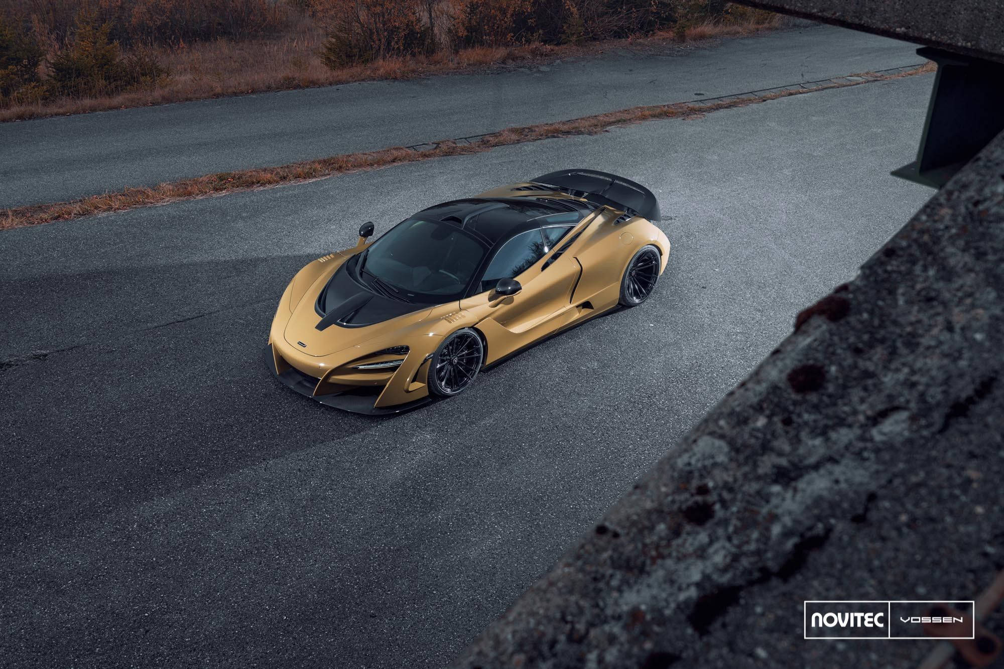 Aftermarket Side Mirrors on Tan McLaren 720S - Photo by Vossen Wheels