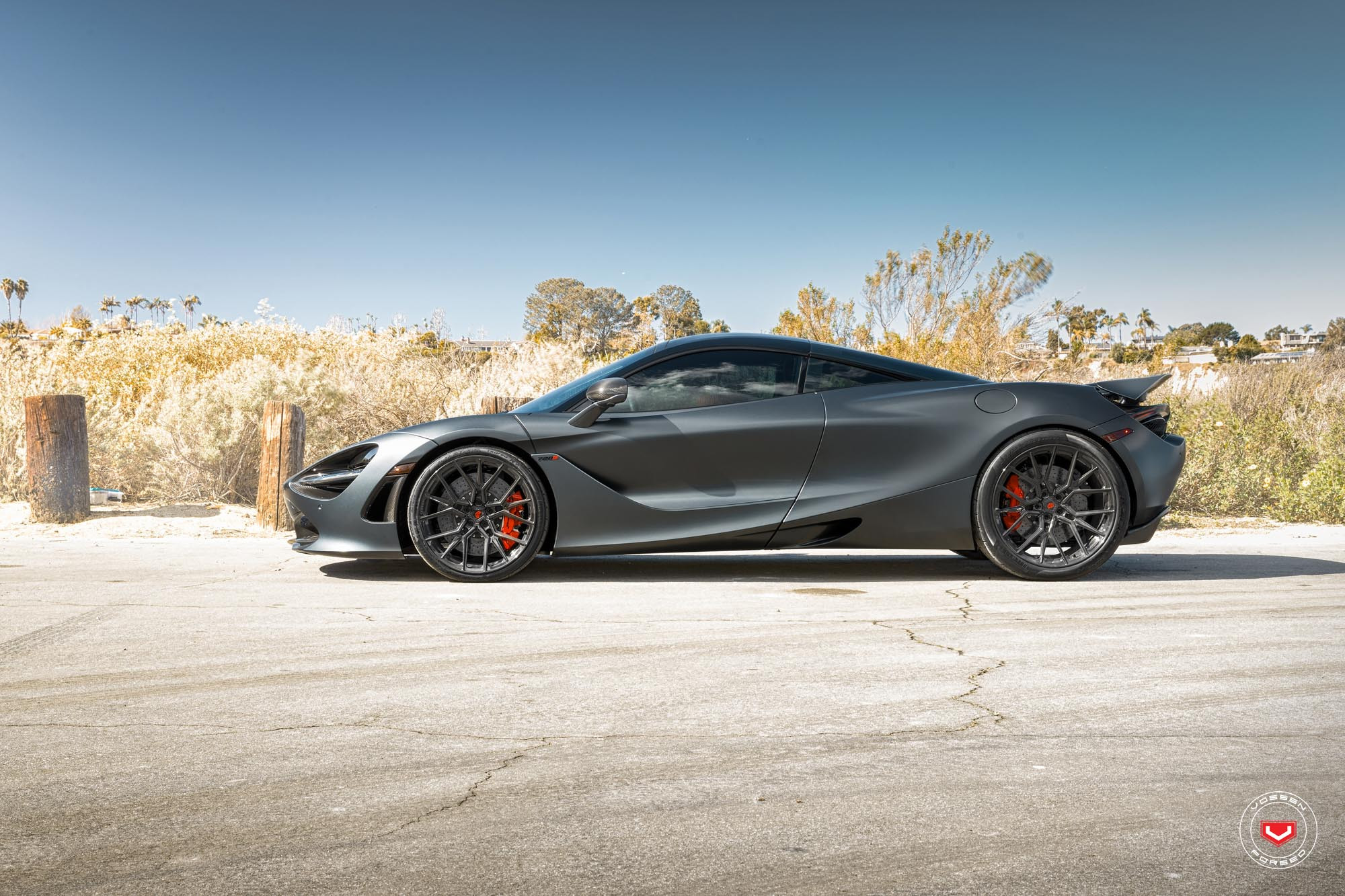 Custom Gray McLaren 720S Side Skirts - Photo by Vossen