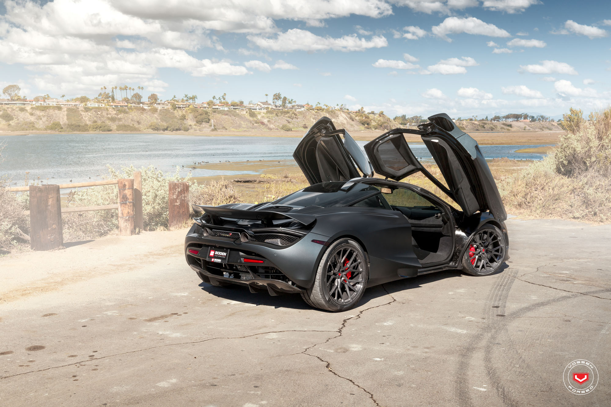 Custom Vertical Doors on Gray McLaren 720S - Photo by Vossen