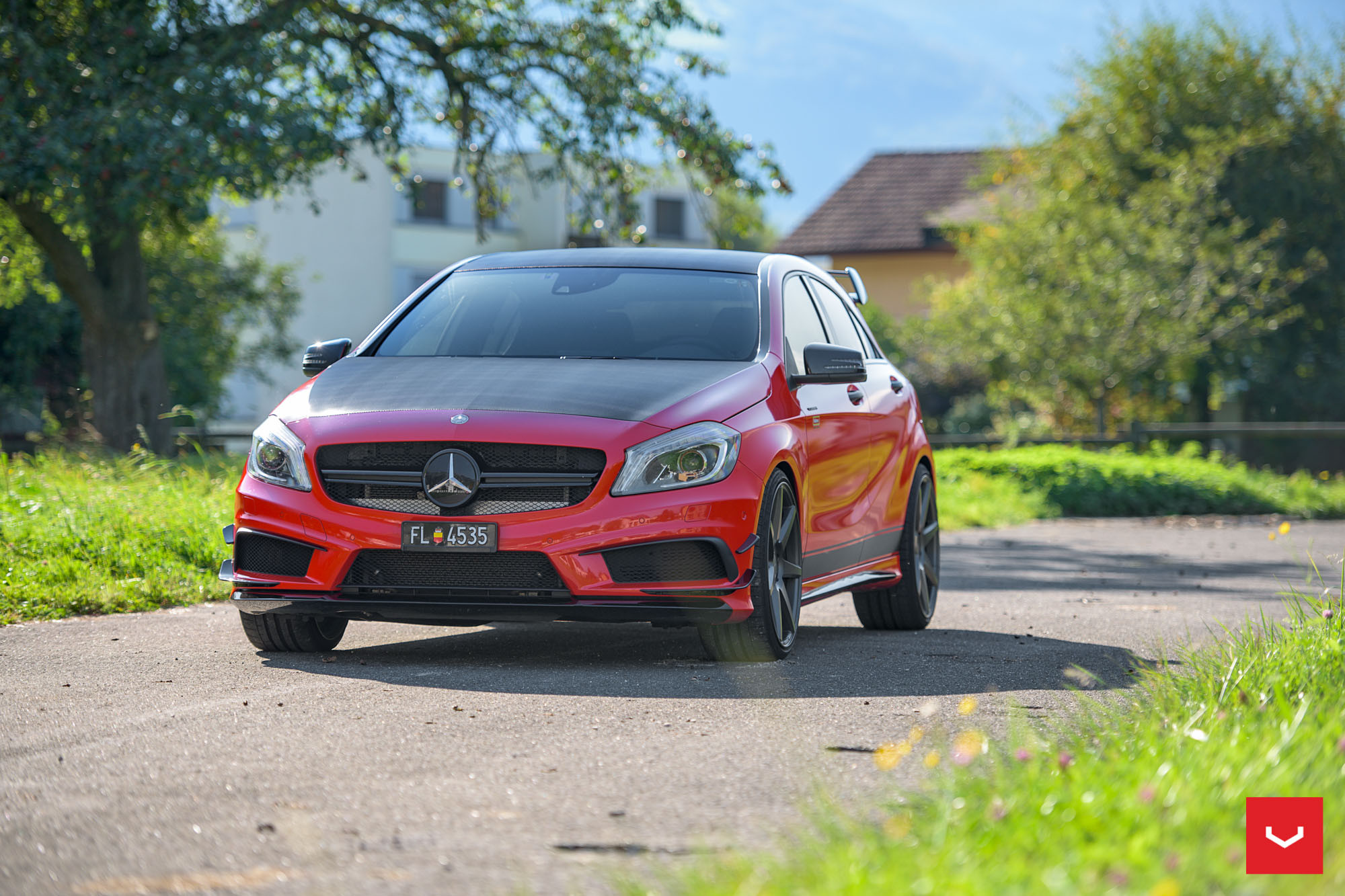 Red and Black Mercedes A Class with Custom Front Bumper - Photo by Vossen