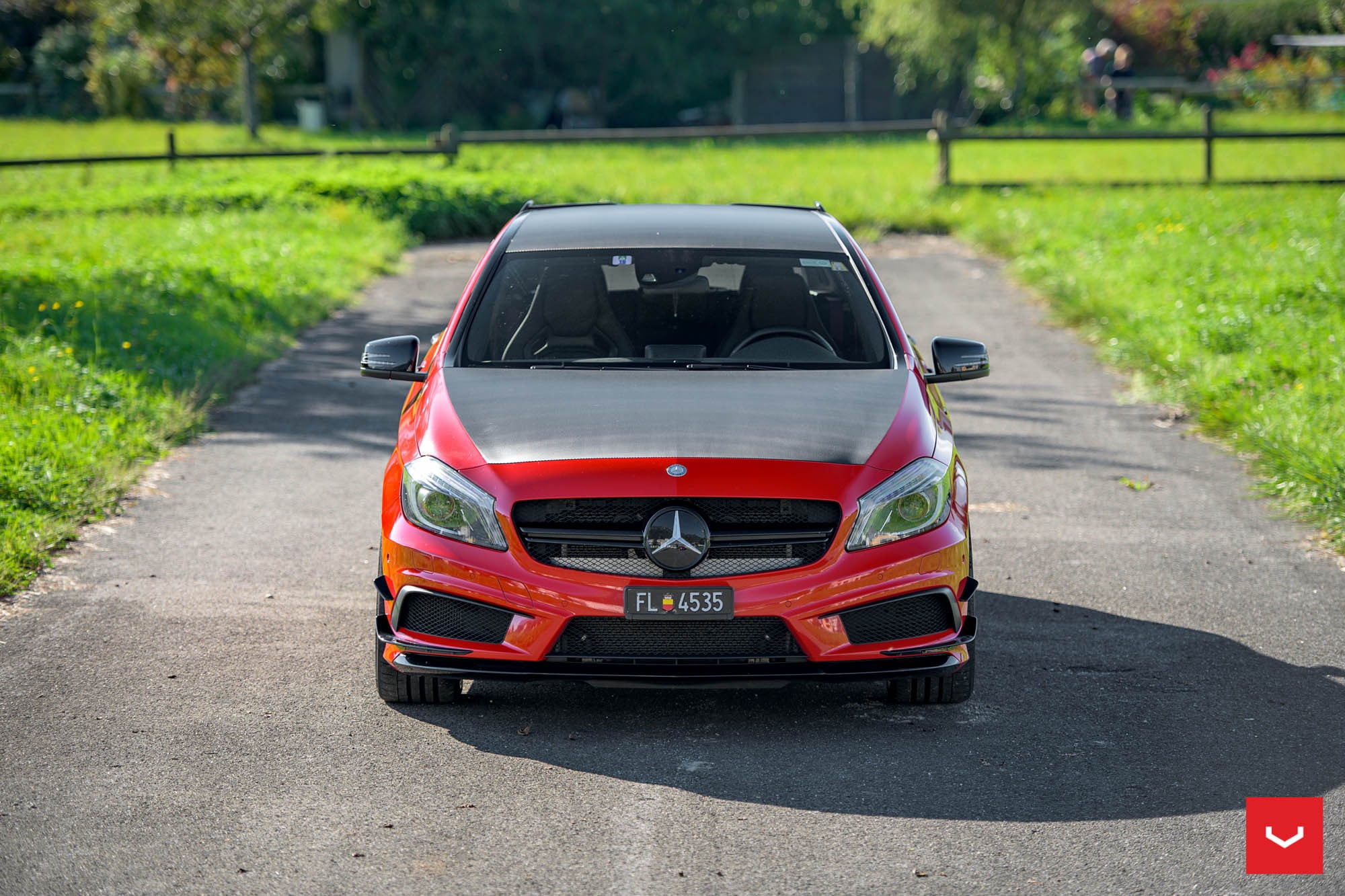 Red Mercedes A Class with Custom Hood - Photo by Vossen