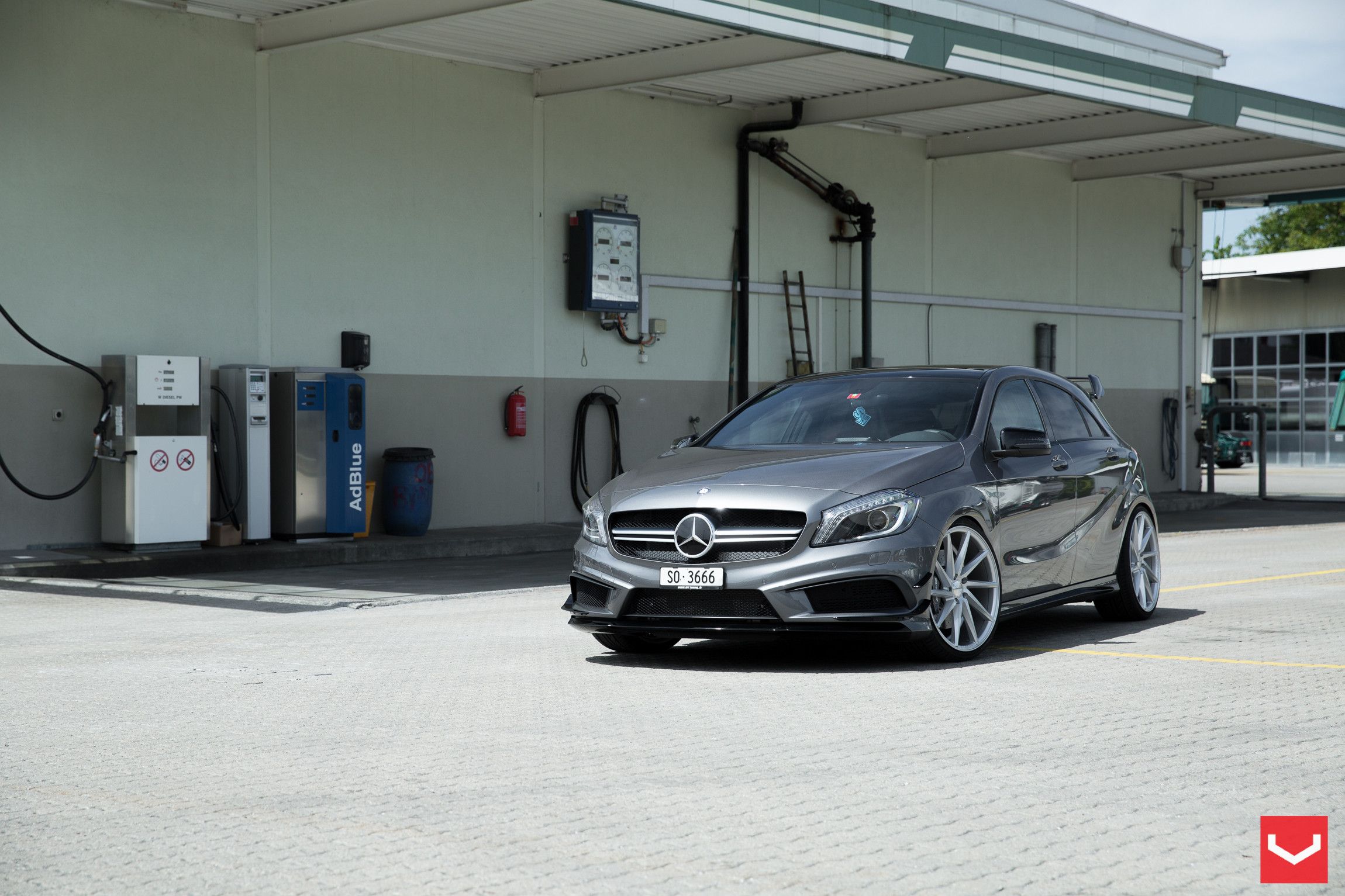 Silver Mercedes A Class with Custom Headlights - Photo by Vossen