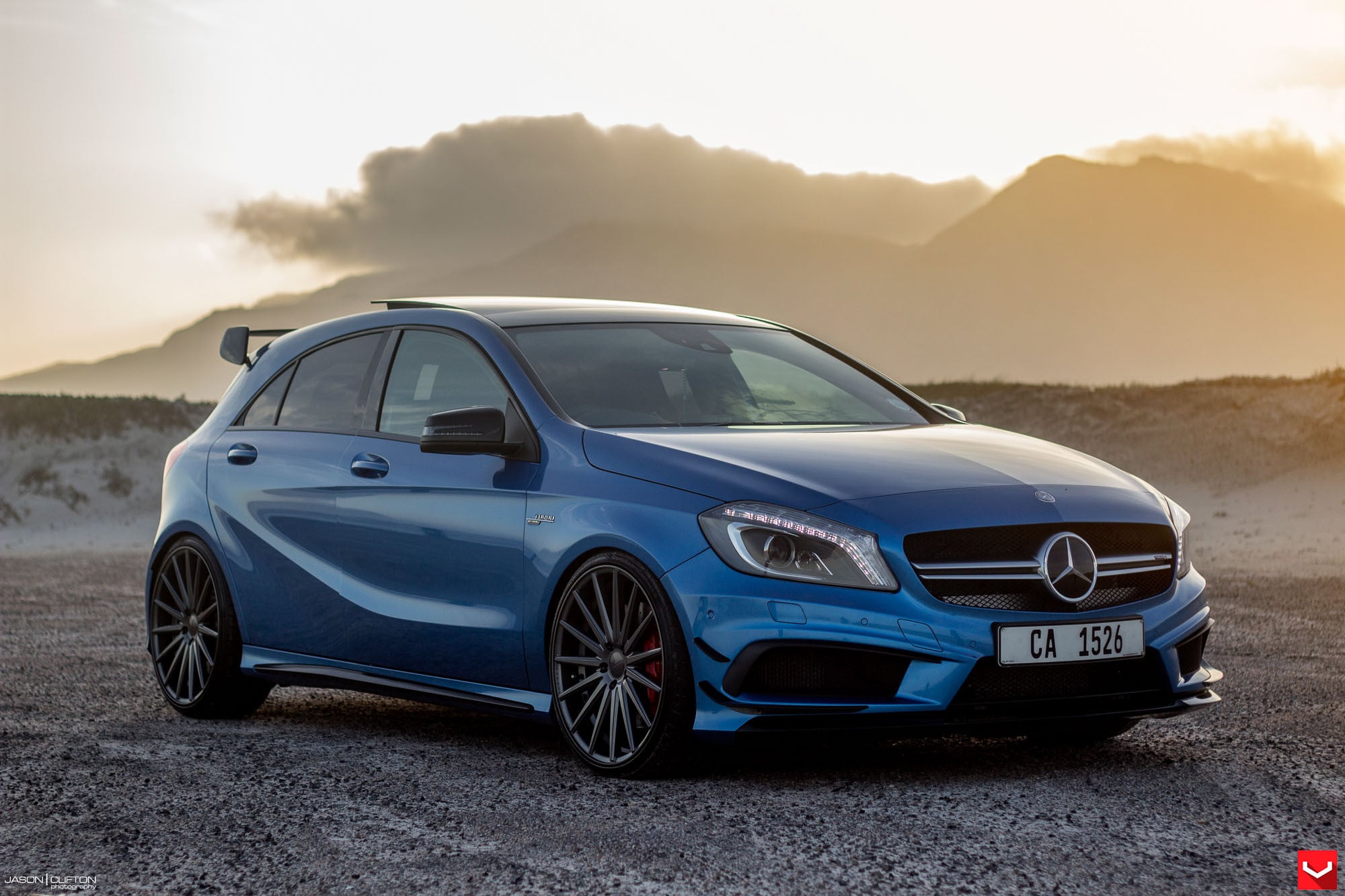 Blue Mercedes A Class with Custom Front Bumper - Photo by Vossen