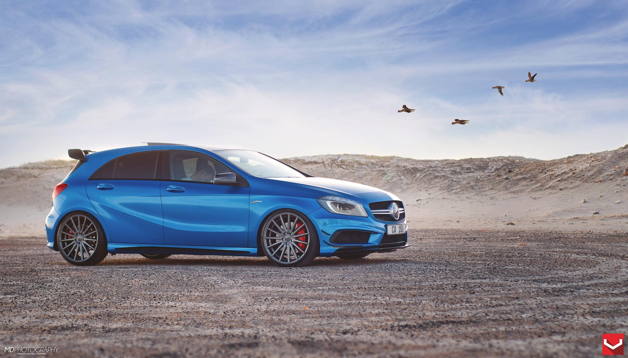 Gunmetal VFS Vossen Rims on Blue Mercedes A Class - Photo by Vossen