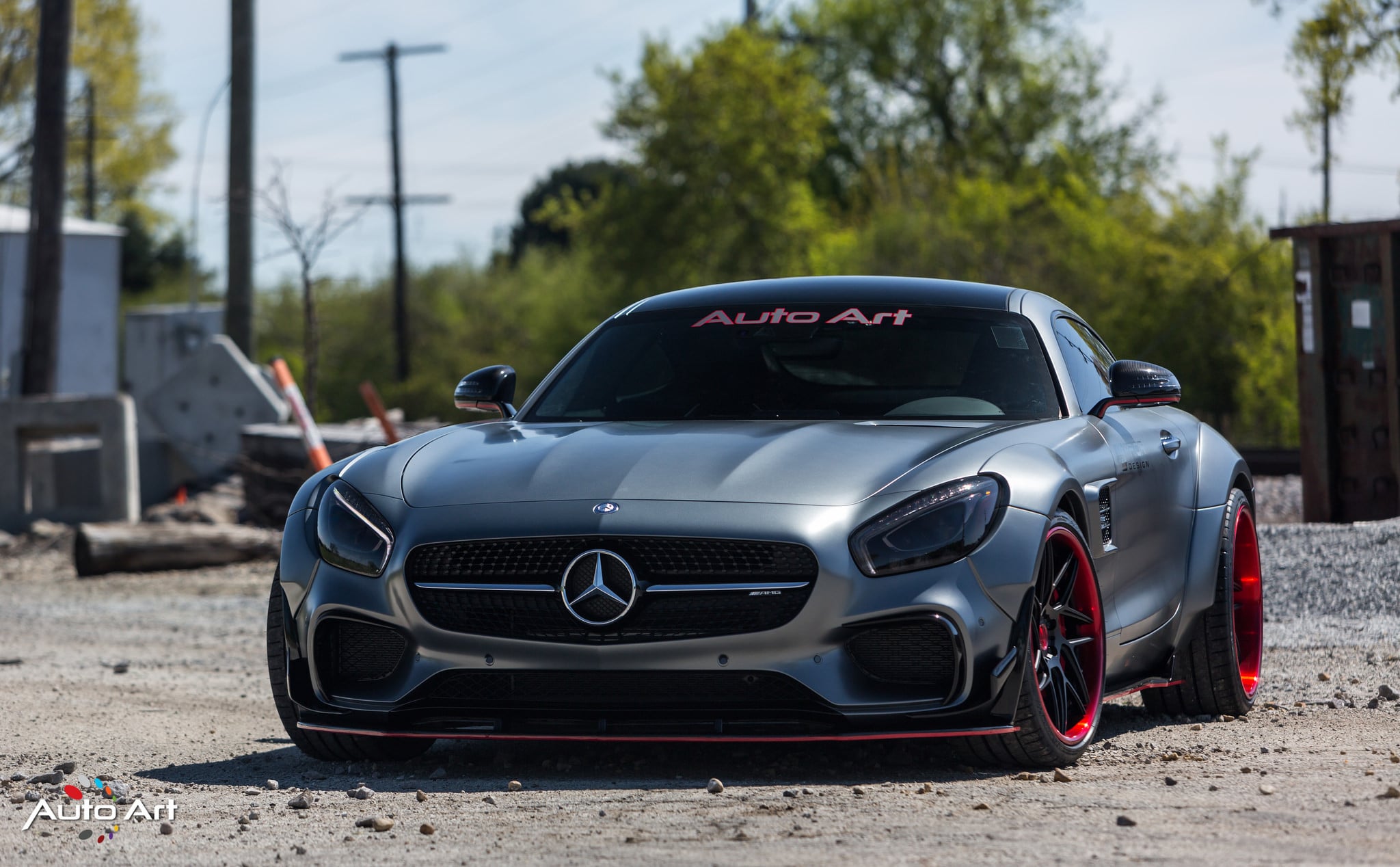 Gray Mercedes AMG GT with Dark Smoke LED Headlights - Photo by Auto Art