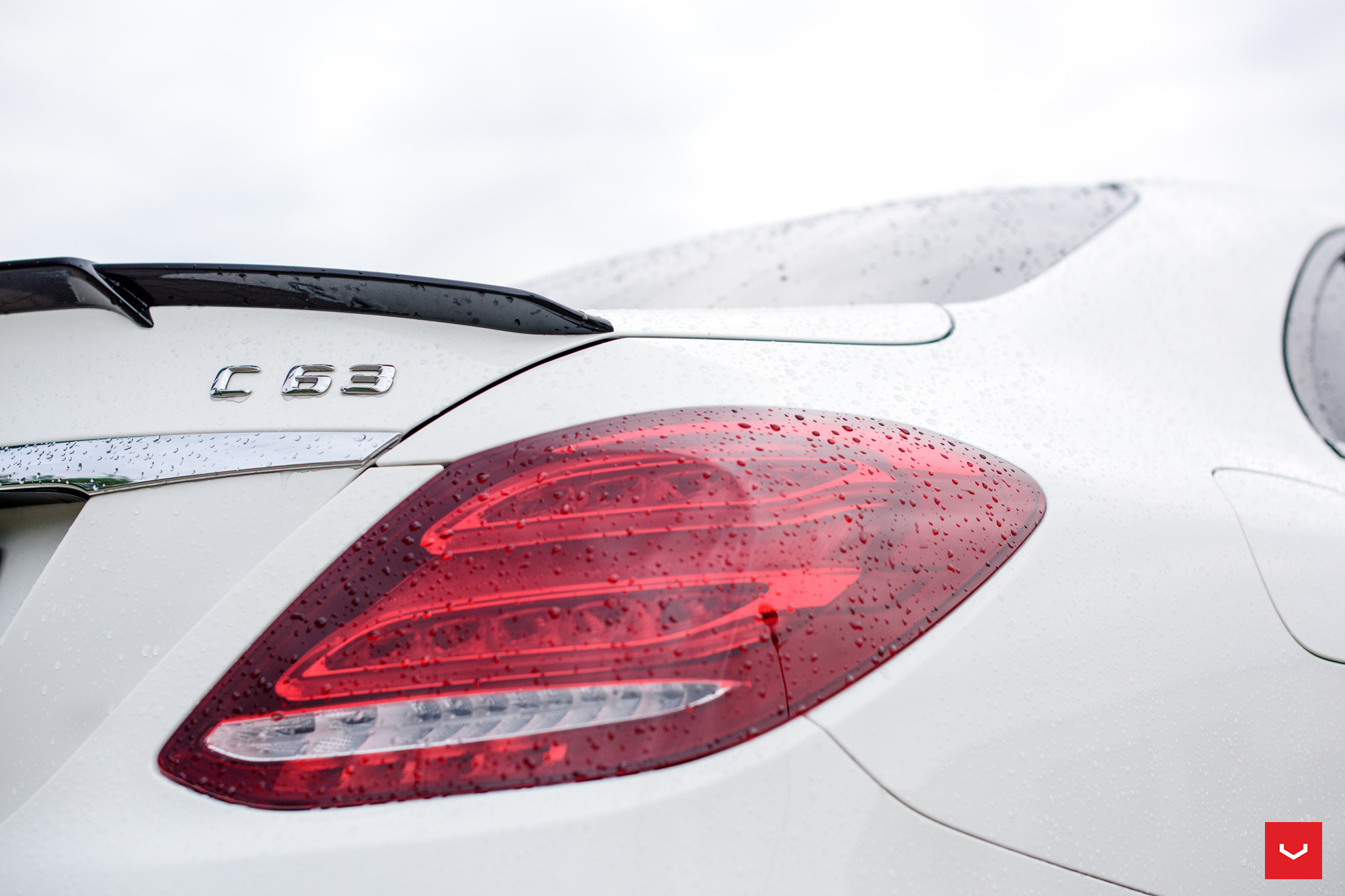 White Mercedes C Class with Red LED Taillights - Photo by Vossen
