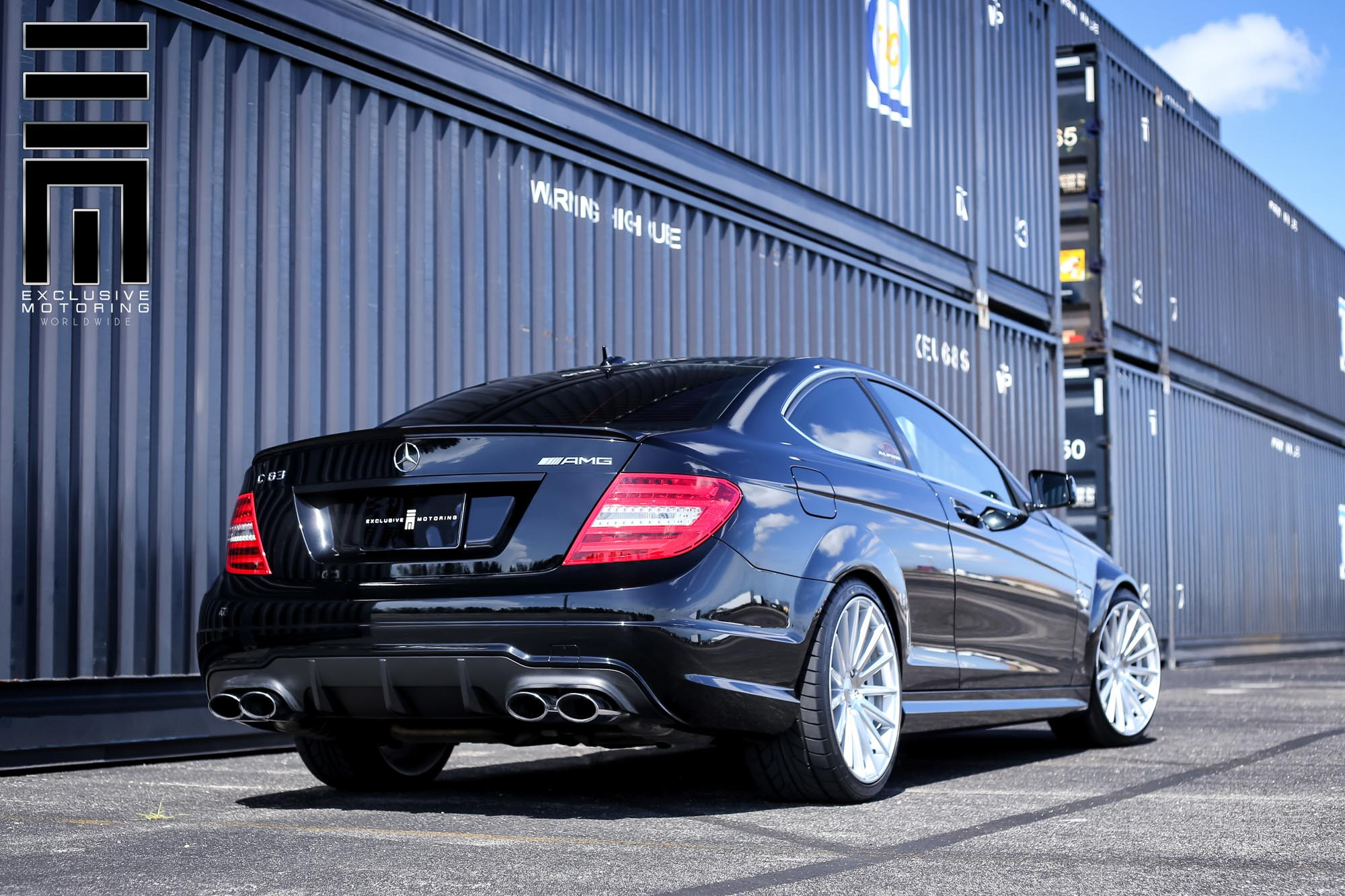 Custom Rear Diffuser on Black Mercedes C Class - Photo by Vossen